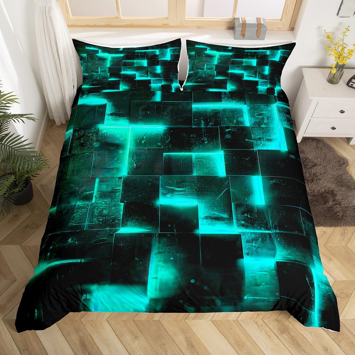 Abstract Checkered Duvet Set - Multi 05 King