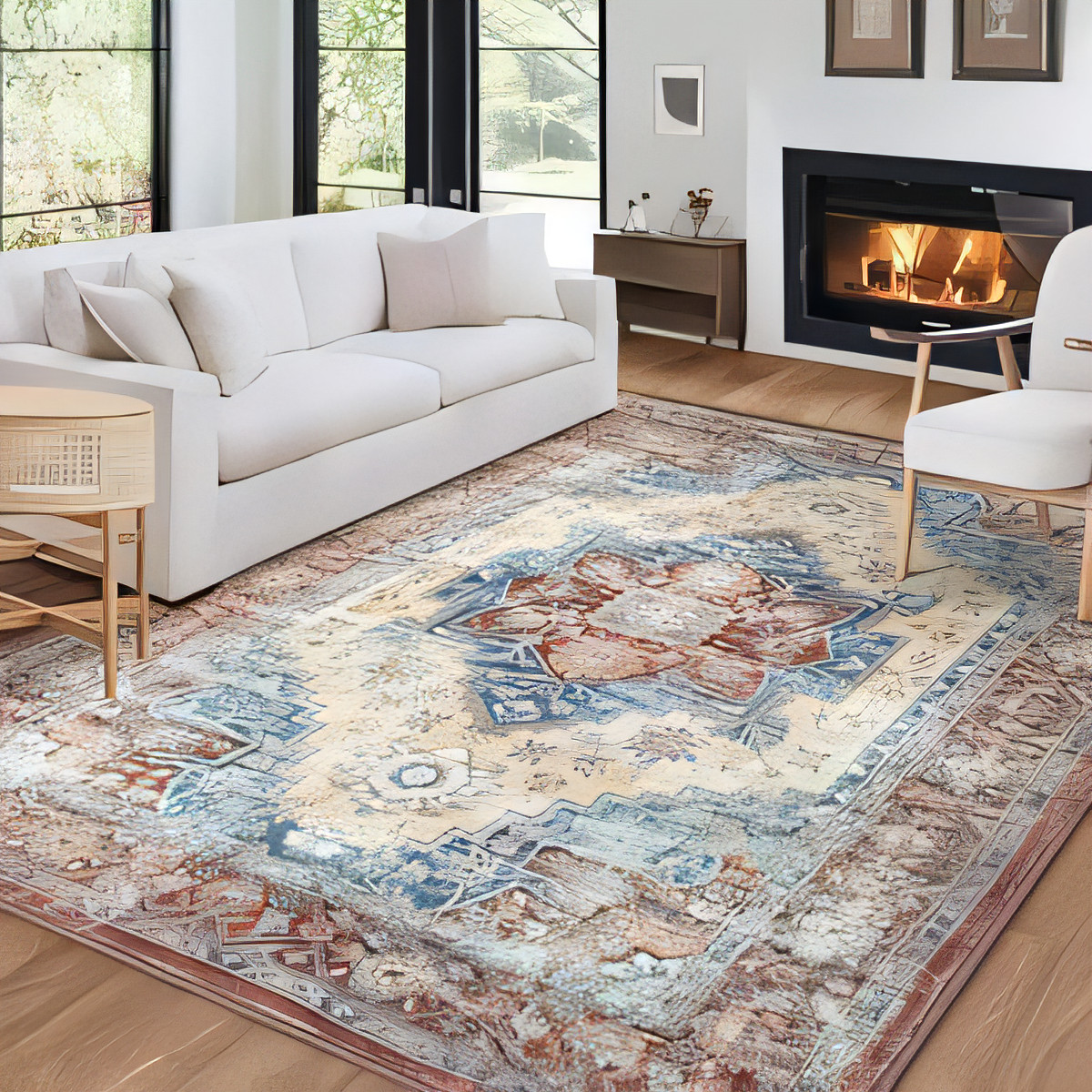 Washable Oriental Rug - Rust 120 x 170 cm-image-e7b0da4c-5bc5-4647-983e-99d0d51fb1d5-121236