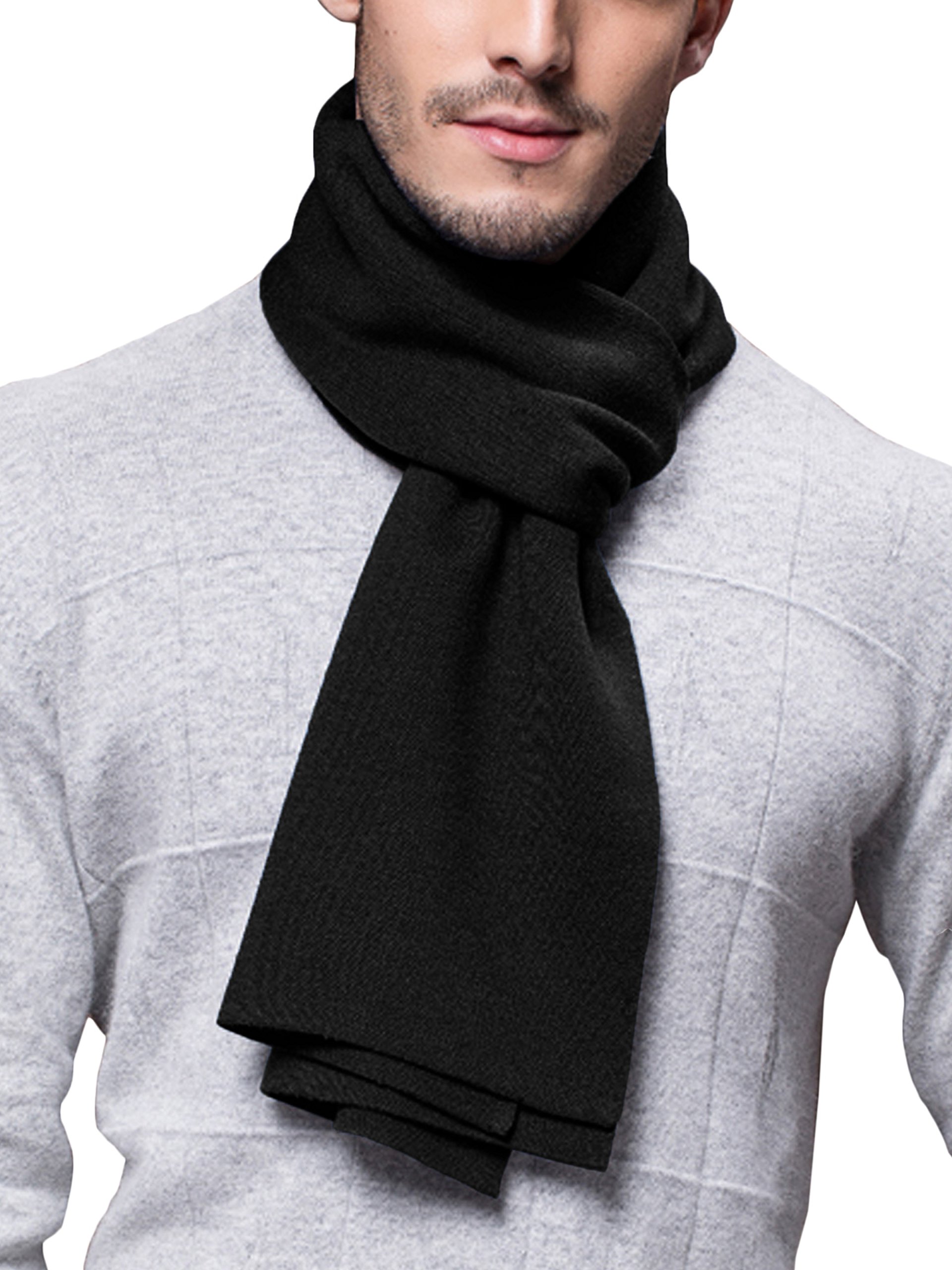 Men's Knitted Wool Scarf - Plain Black 180×30 cm-image-1b8b30aa-35fd-4552-8c5b-2a629b6cbd54-125726