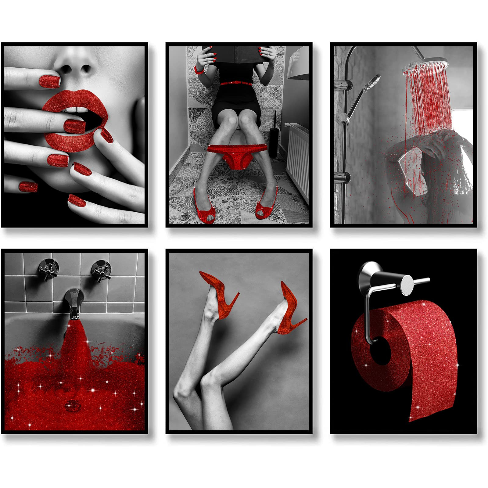 Glam Glitter Wall Art Print - Red 11x14 Unframed-image-939c8993-24fc-431a-8526-3bccf78aa4ac-1695