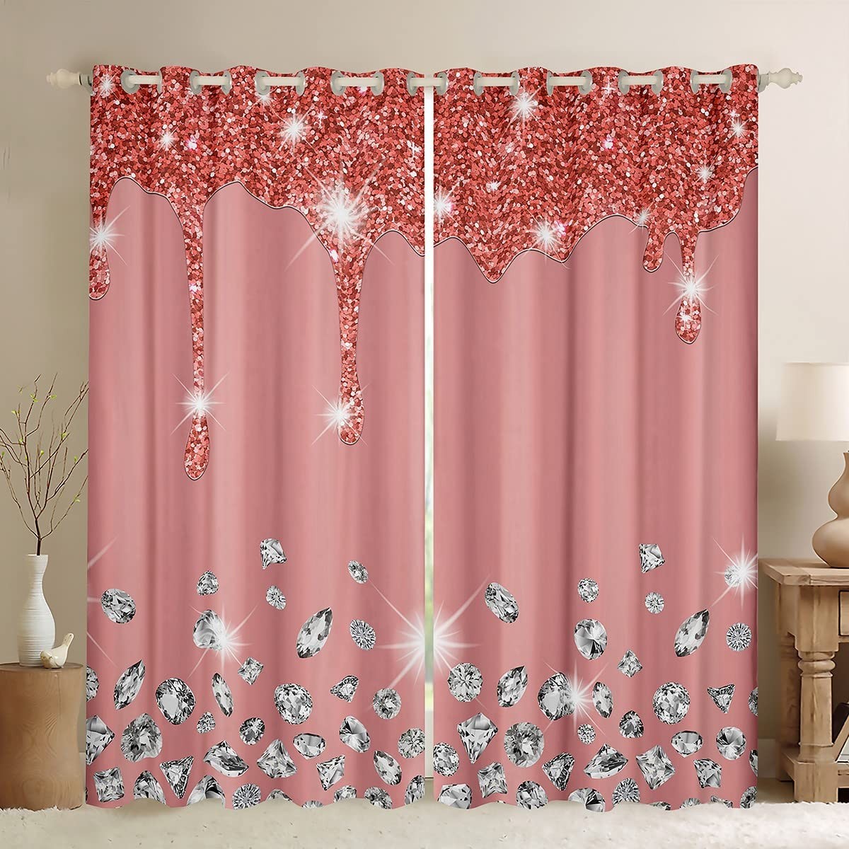 Diamond Blackout Curtain Panels - Multicoloured W52 x L89.8in
