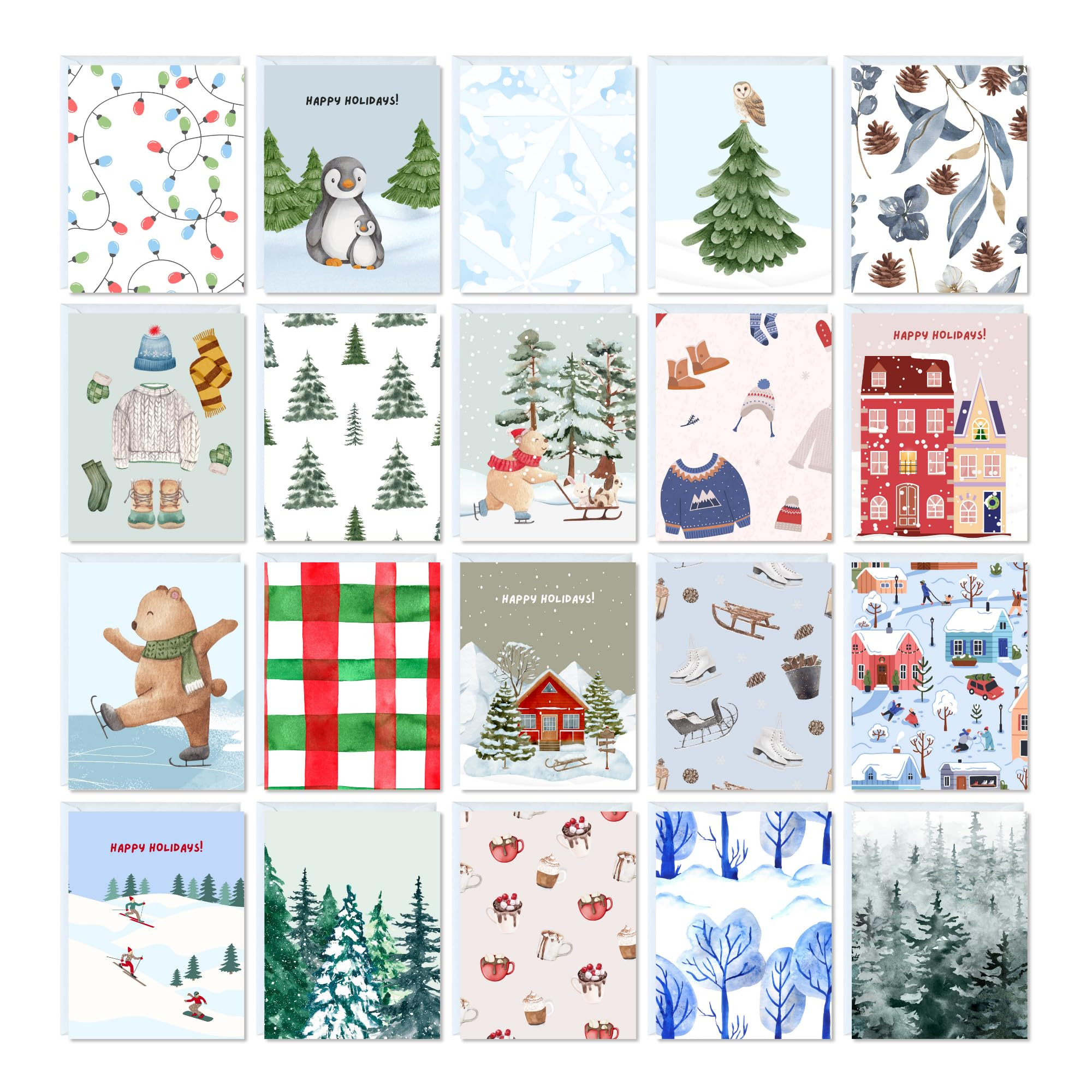Christmas Card Pack 20 Cards - Holiday Winter 14 x 11 cm-image-d37c39d5-8212-4889-a7bc-9382e22950a4-134620