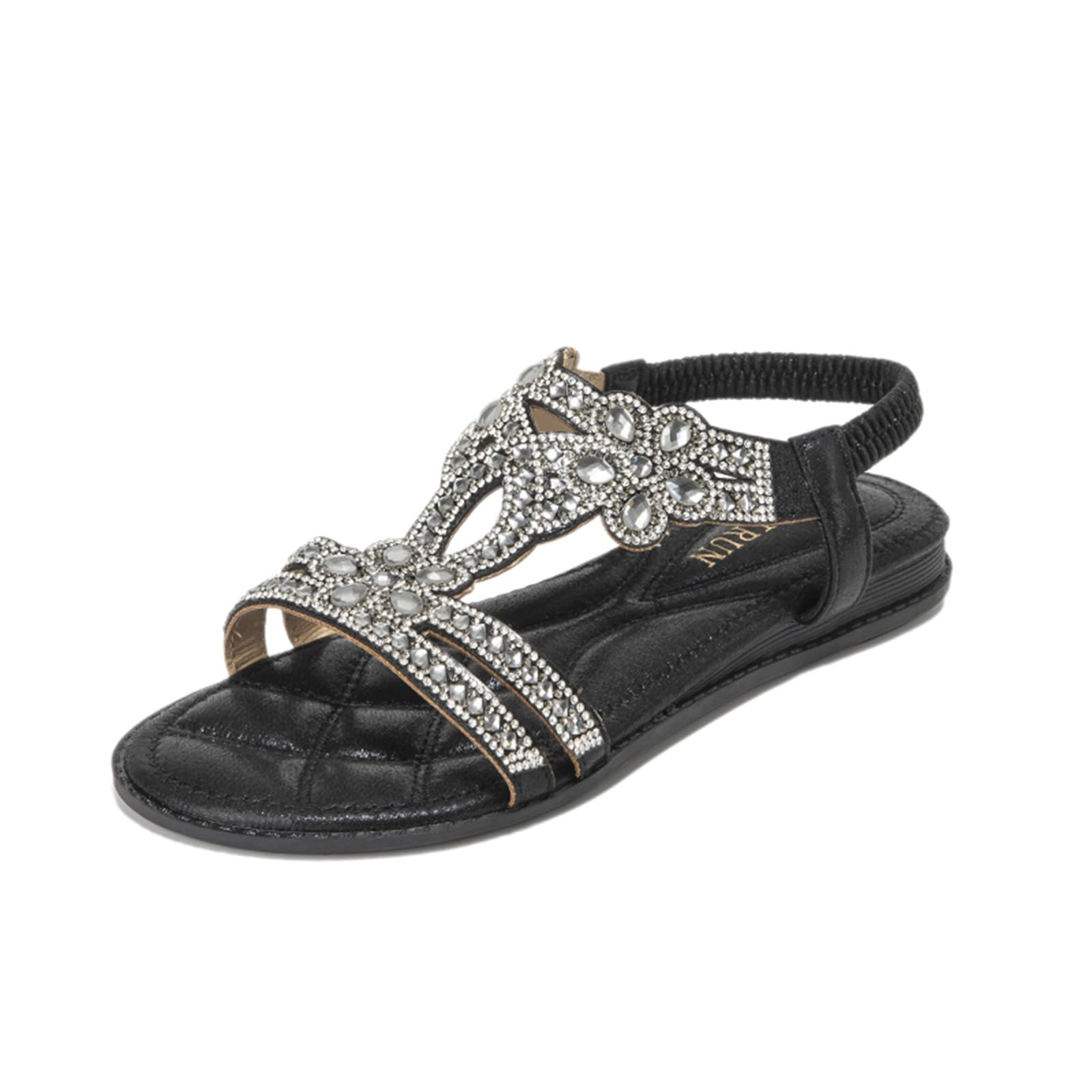 Women's Rhinestone Flat Sandals - Black UK 6-image-f197c5c2-92f1-469a-8e69-0361c2a39902-2490