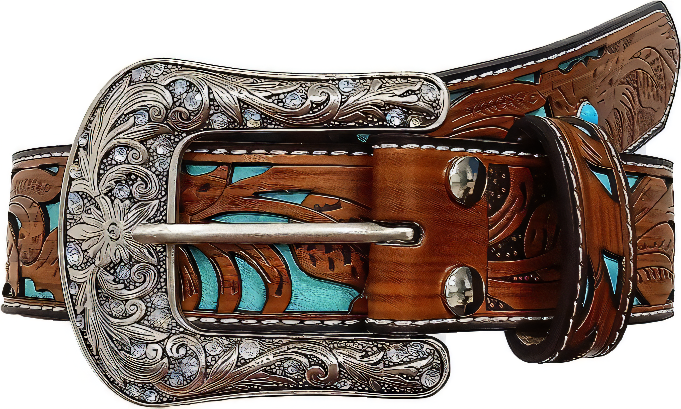 Vintage Western Cowgirl Leather Belt with Rhinestone Buckle for Women - JowTreex-image-4fad7b4e-e961-4e83-8730-11a825b2d161-63728