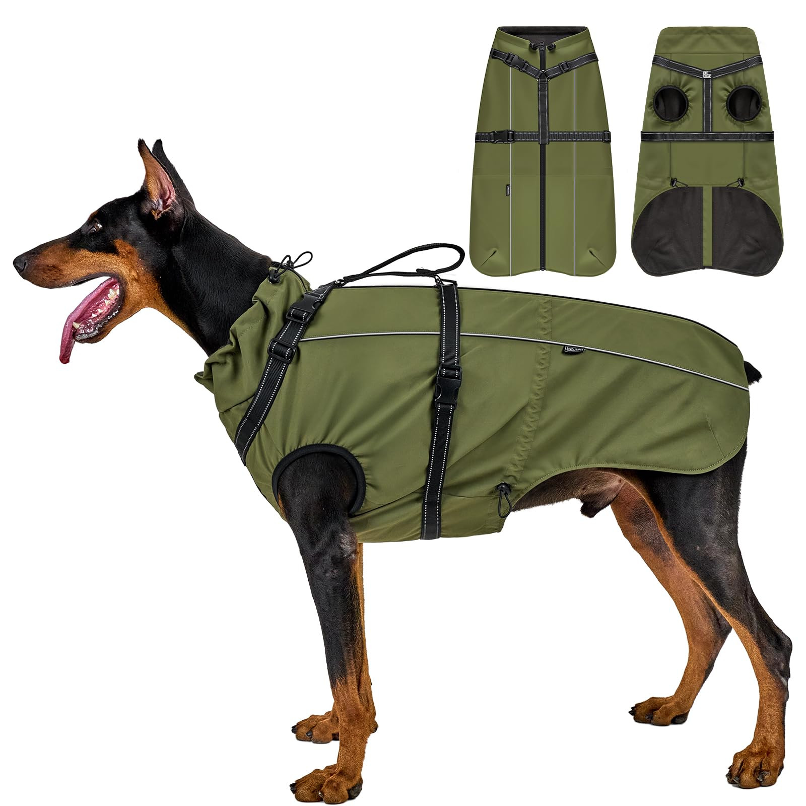 Waterproof Dog Coat with Fleece - Olive M-image-238bd7ea-1c95-4beb-b945-9753b63a0d78-269033