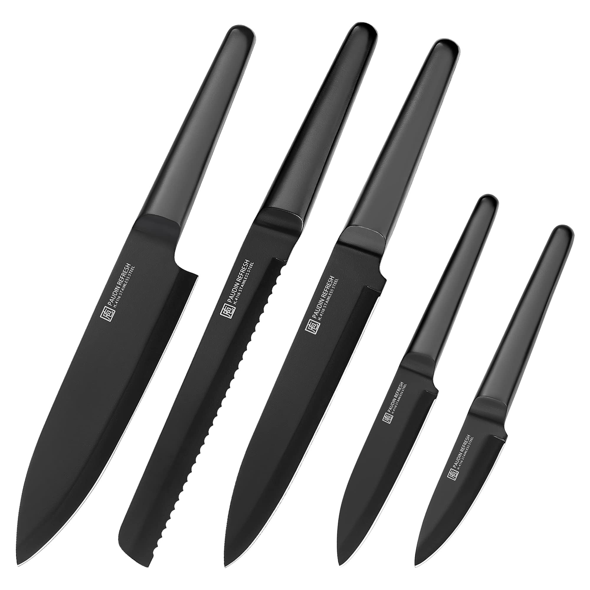 5 Piece Kitchen Knife Set Stainless Steel - Black 5 Piece-image-d0d065a2-3abe-4030-a130-3e958af41ecb-1746