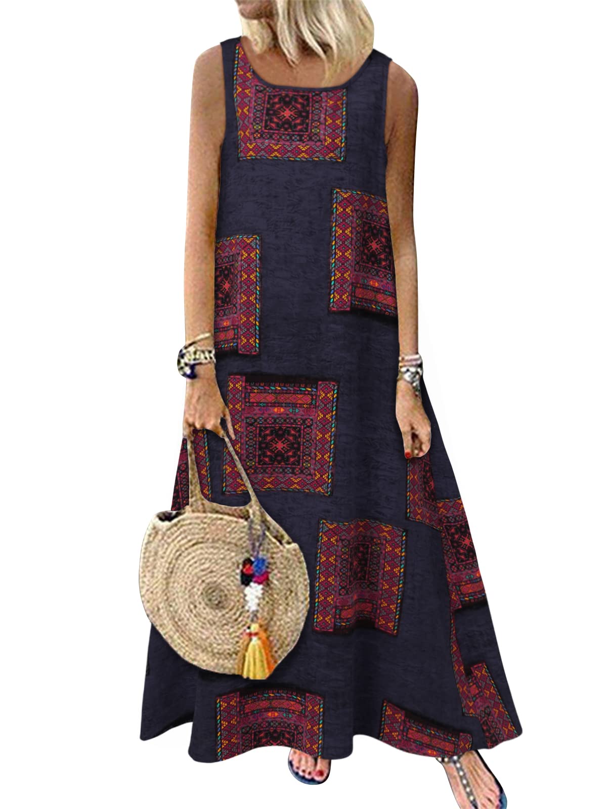 Women's Sleeveless Maxi Dress with Pockets - Navy XL-image-8ddb5282-9d40-40ae-b6a9-b80b9b4b501f-97512