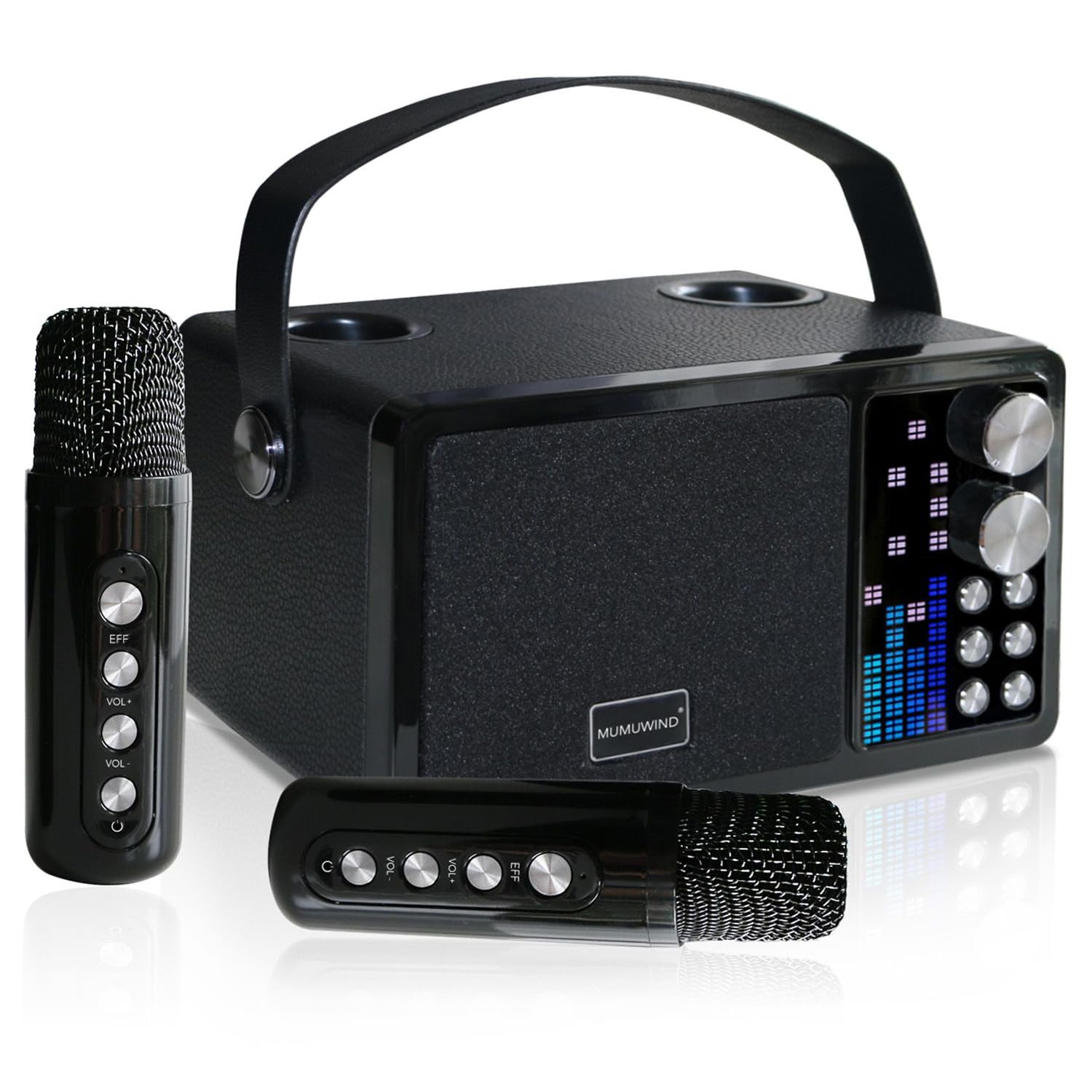 Portable Karaoke Speaker with 2 Mics - Black MMF-603B