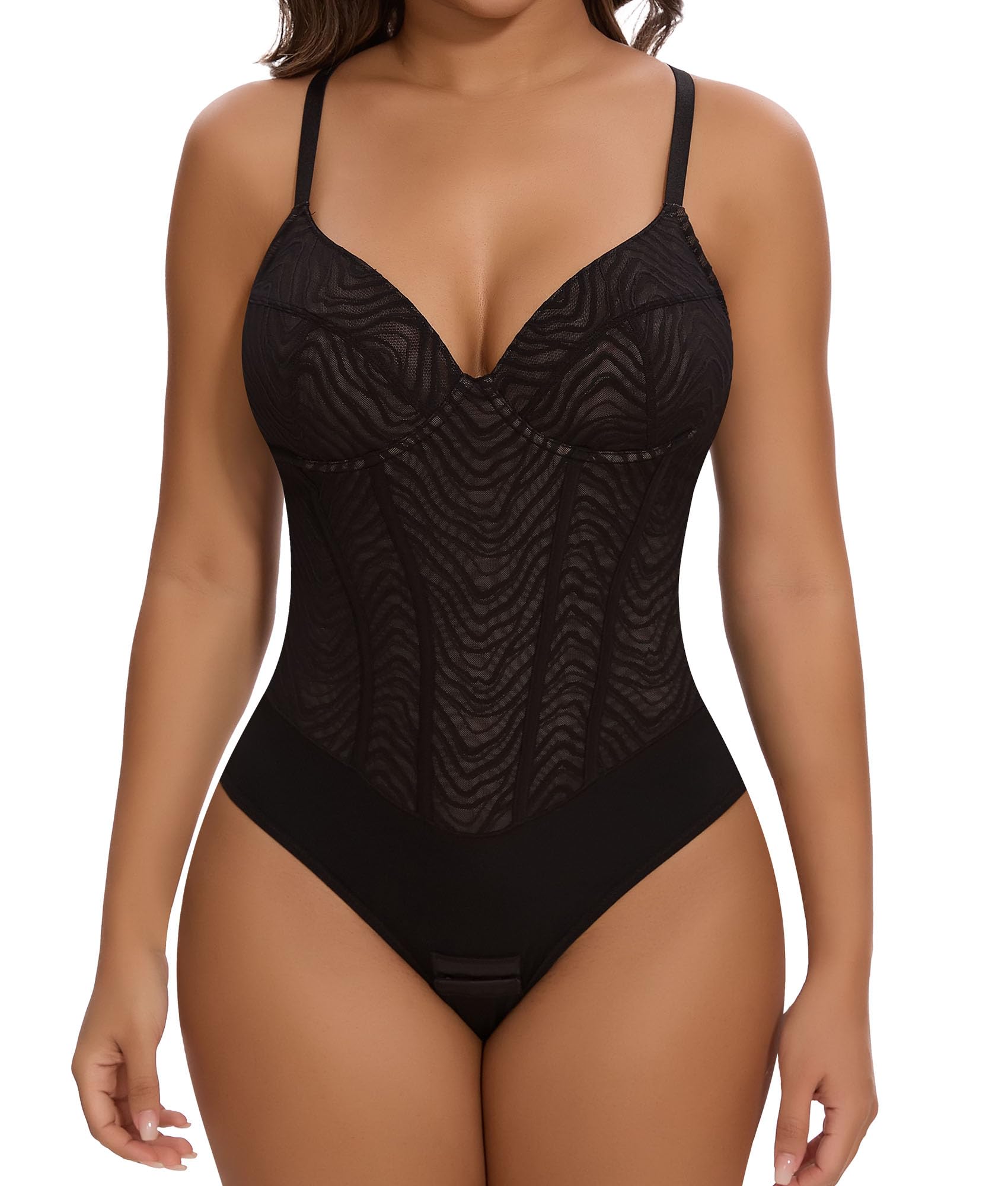 Women's Lace Shapewear Bodysuit - Black S-image-c8bf87be-e8d5-4c41-9396-81b1b7875d69-95885