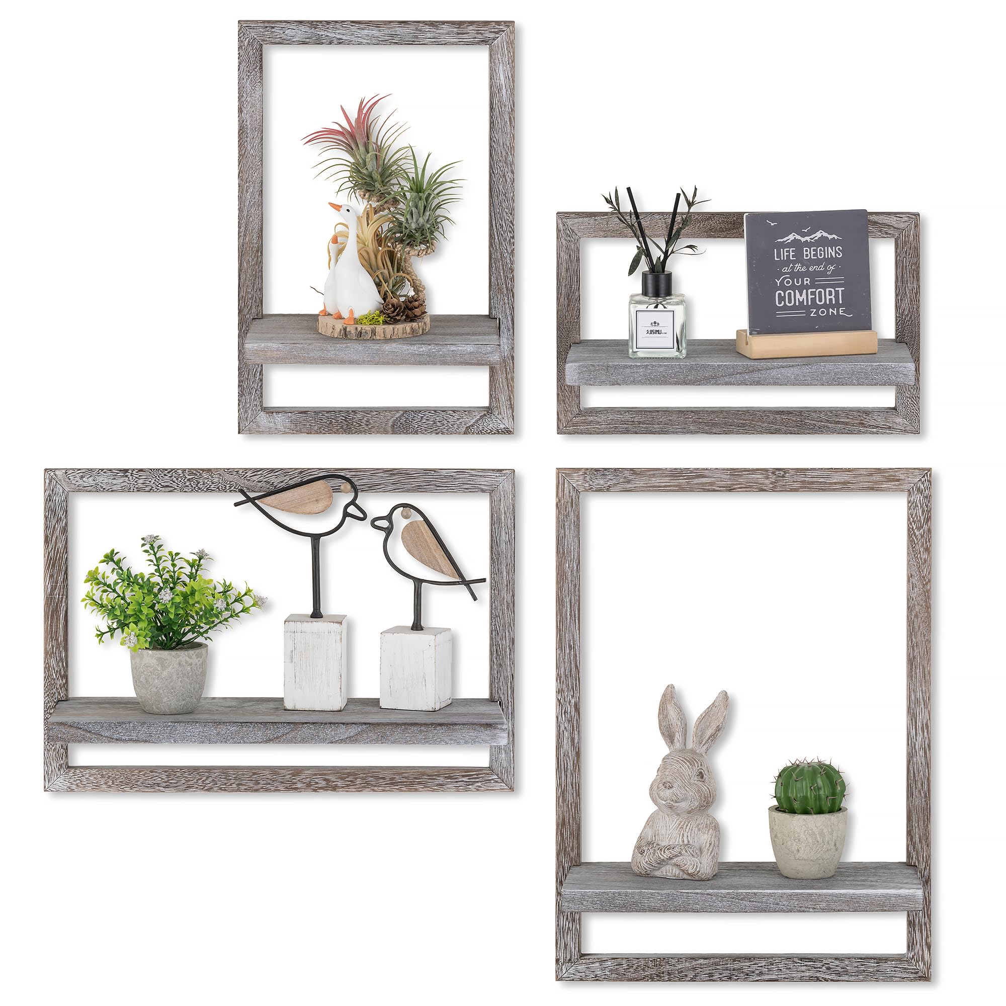 Wooden Floating Shelves Set of 4 - Brown