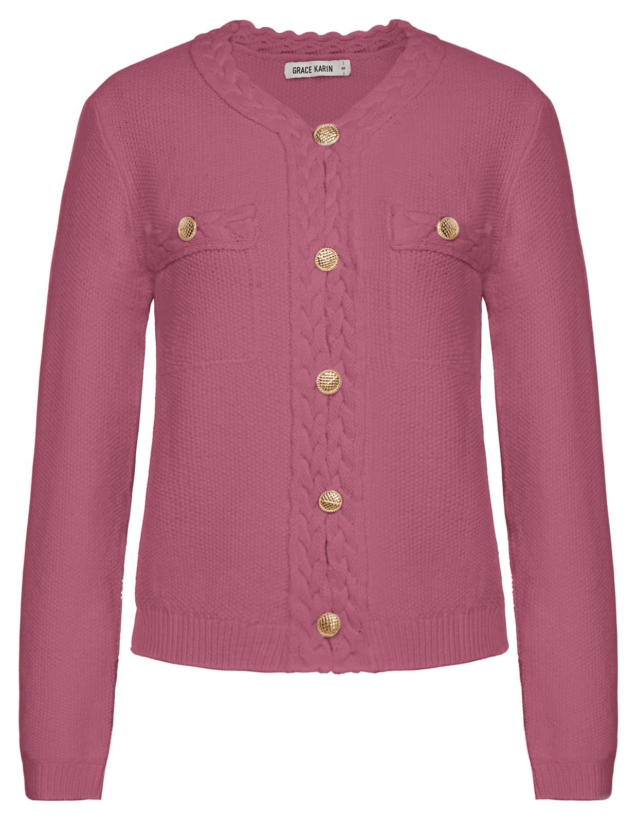 Cropped Button Cardigan - Purple Red L-image-45bc7895-d37c-4232-8da6-5c6ee8c69a04-86854