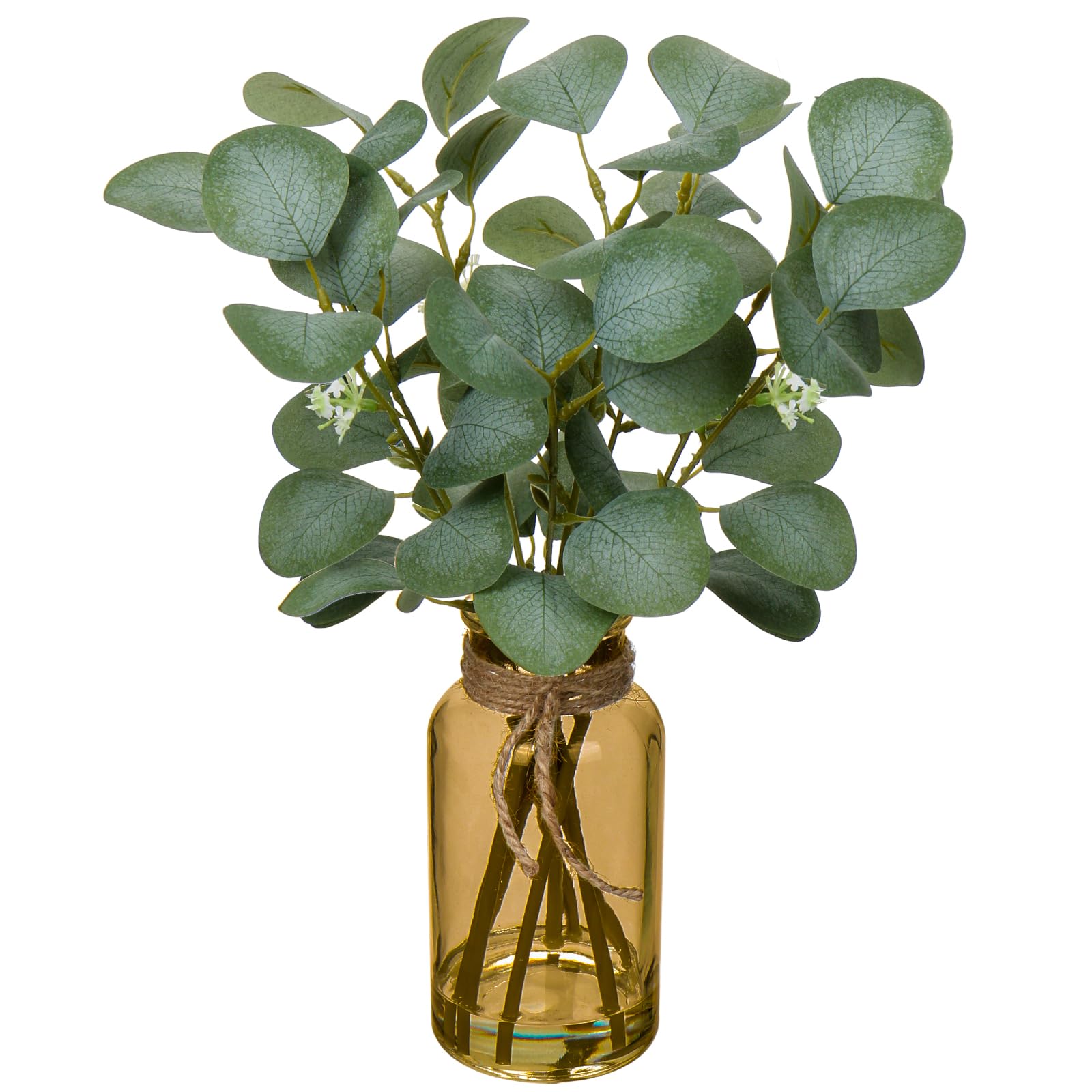 Hollyone Artificial Eucalyptus Stems in Vase 35CM Glass Faux 14" Faux-image-bff67149-b8ba-4e44-9010-0b39c6c92858-59537