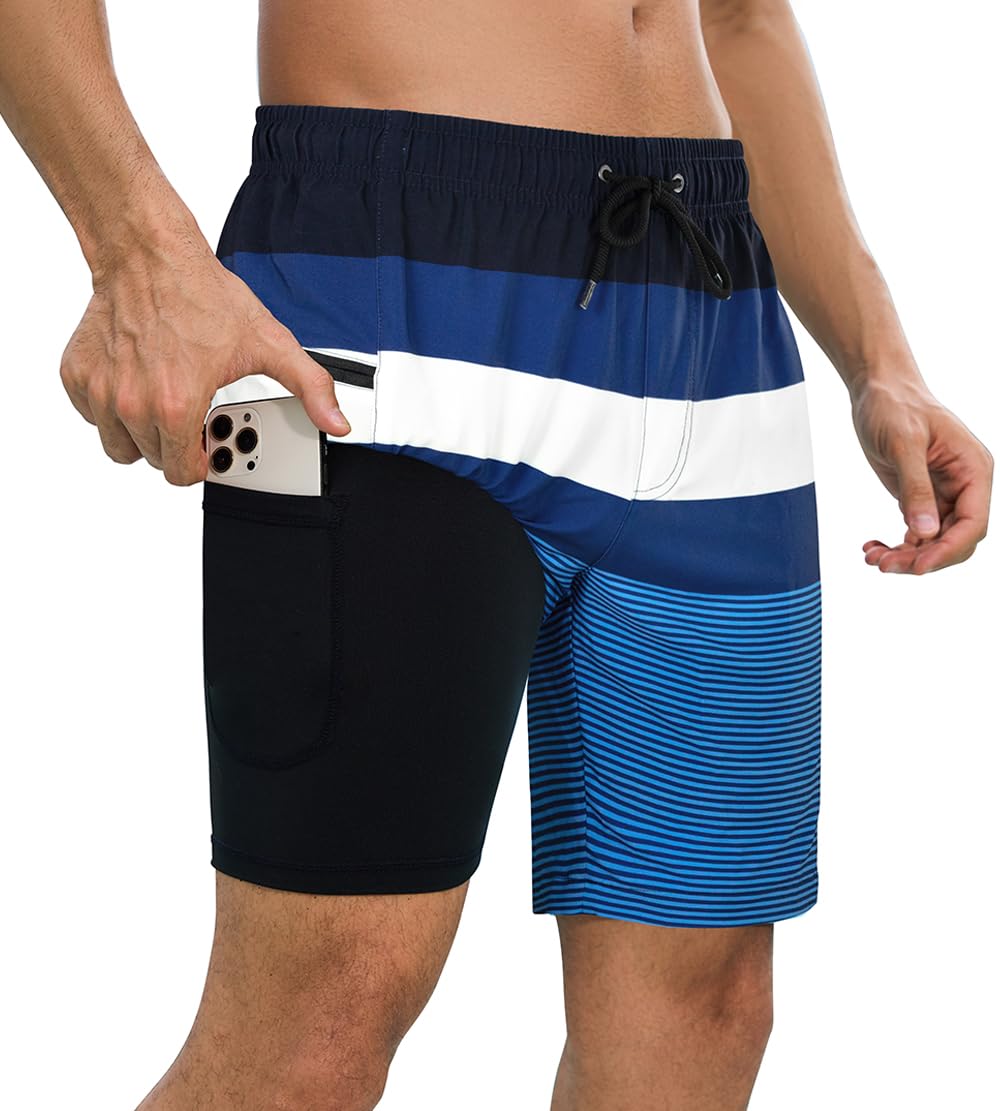 Mens Quick Dry Swimming Trunks - Black Blue Large-image-f96699ed-6aaf-4a12-8f59-1365cf7157ac-83701