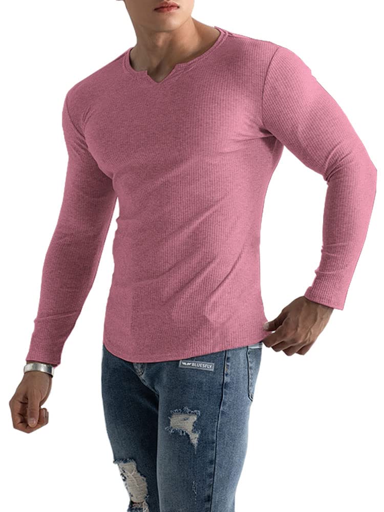 Men's Slim Fit Henley T-Shirt - Pink XS-image-9ea558f5-c7cd-4ea7-9456-07a9f96da203-111214