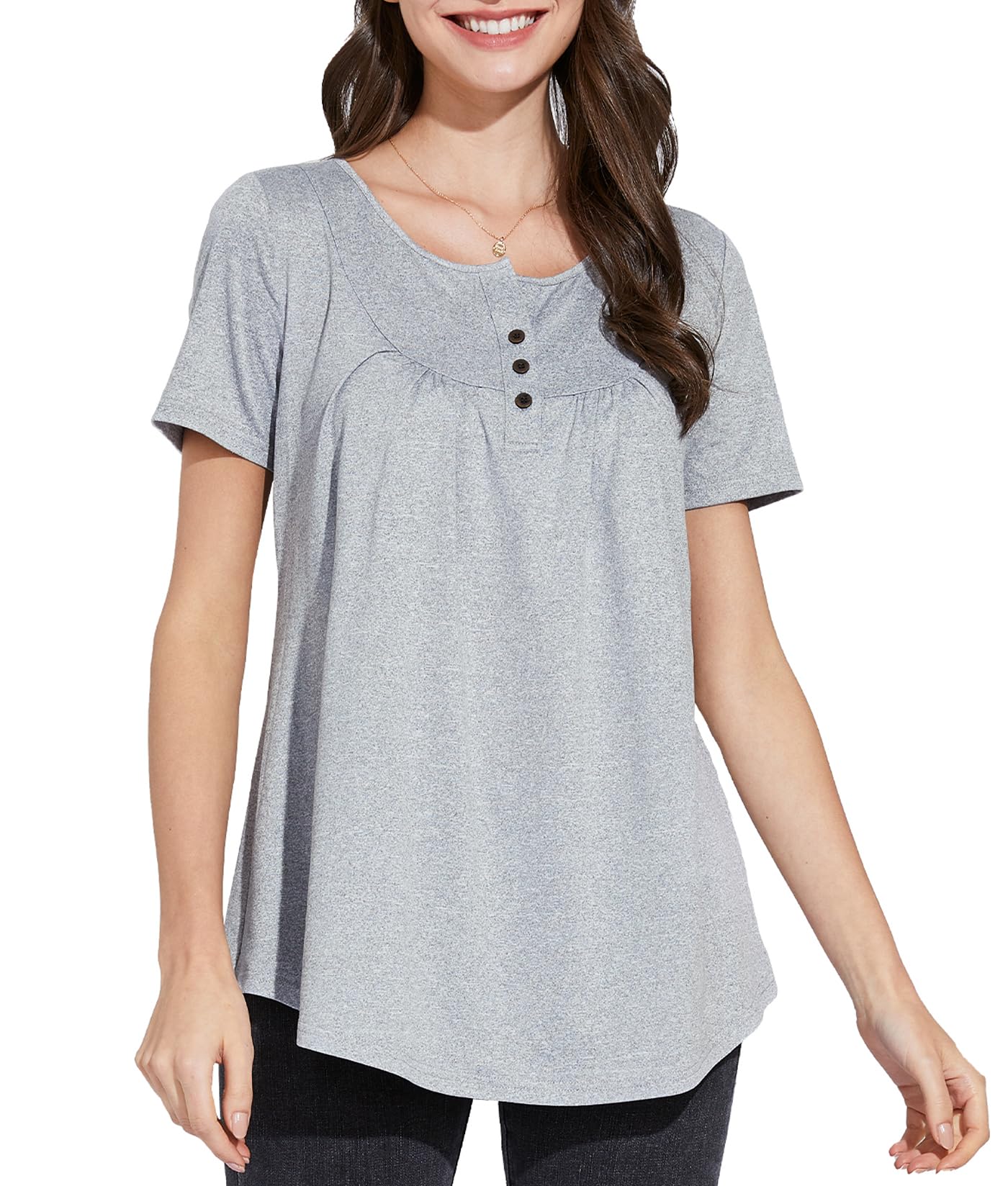 Women's Tunic Top V-Neck Loose Fit - Grey XL-image-baad0fb9-11d4-4f96-b32e-e8ec04bd5a1e-119905