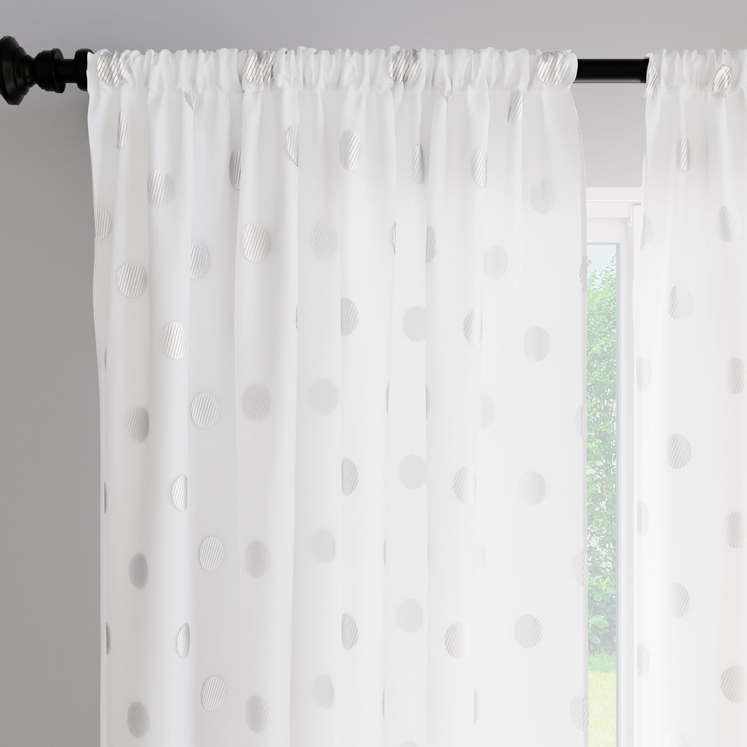 Semi-Sheer Curtains - 55x72in Geometric Pattern-image-254ee03d-3c08-4454-a4ca-8cbe30f671c2-93075