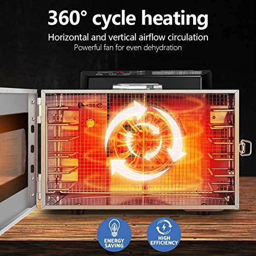 Kwasyo Stainless Steel 6 Tray Food Dehydrator BPA-Free, 30~90? Temperature Setting, Max 24h, Fruit Dryer Machine with Free Recipe Book, Dehydrator Machine for Fruit, Vegetables, Meats and Chili-400W 2