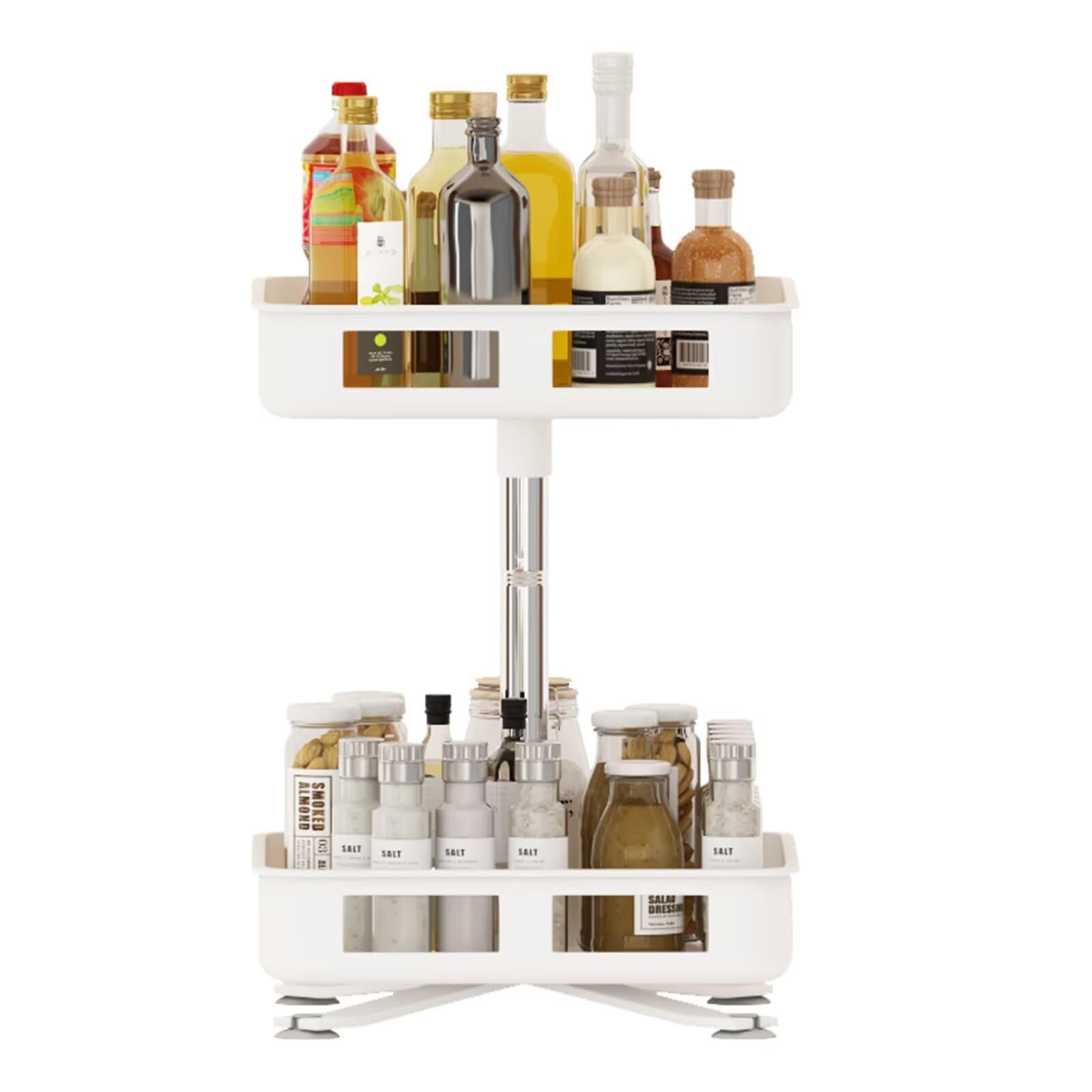 2-Tier Rotating Lazy Susan Spice Rack - White