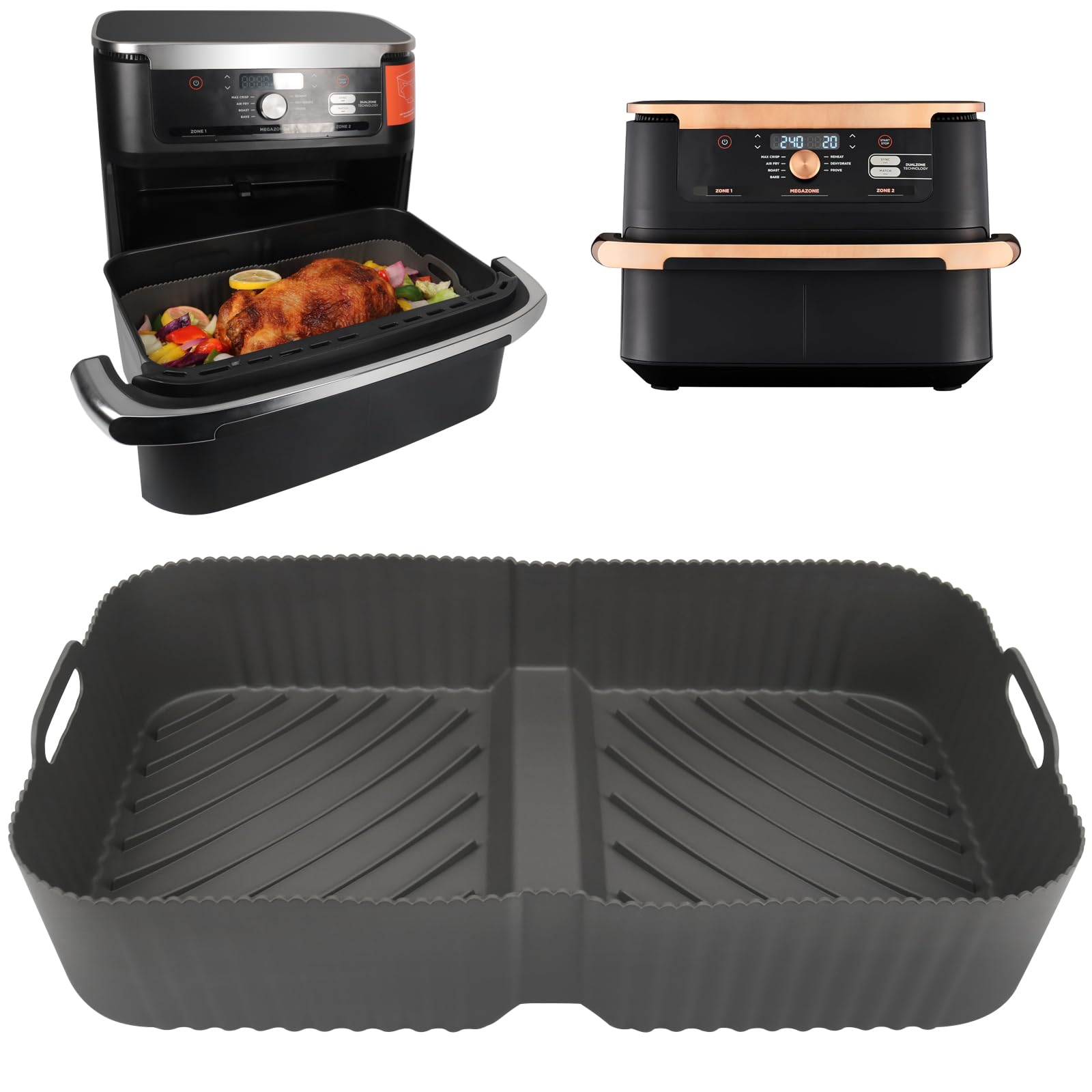 Large Silicone Air Fryer Liner for Ninja Foodi Flexdrawer 10.4L - Grey-image-f5497c72-9489-443f-a17c-8e67f7973967-53979