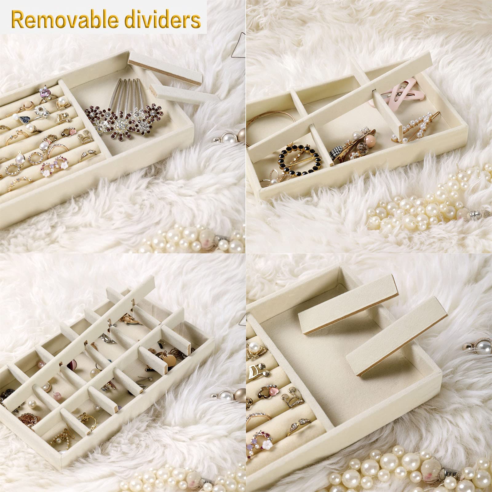 GORESE Jewelry Organizer Tray For Drawers - Beige PU Leather Valet Tray, Catchall For Keys & Jewelry - View #9