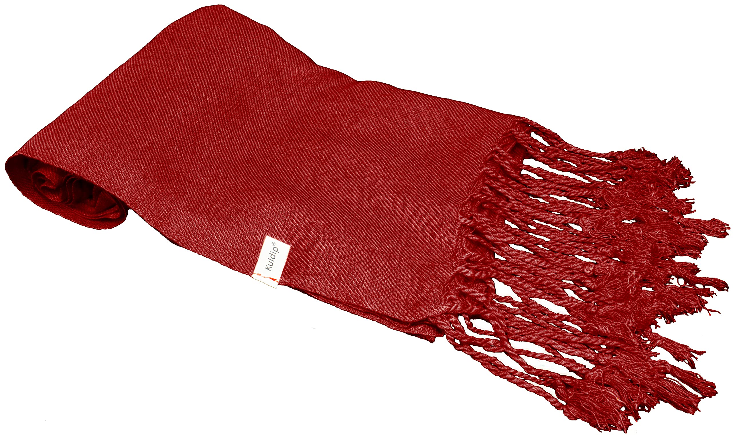 Pashmina Style Scarf with Tassels - Burgundy One Size-image-5d5104e0-4ade-421c-a946-e3b846661628-115004