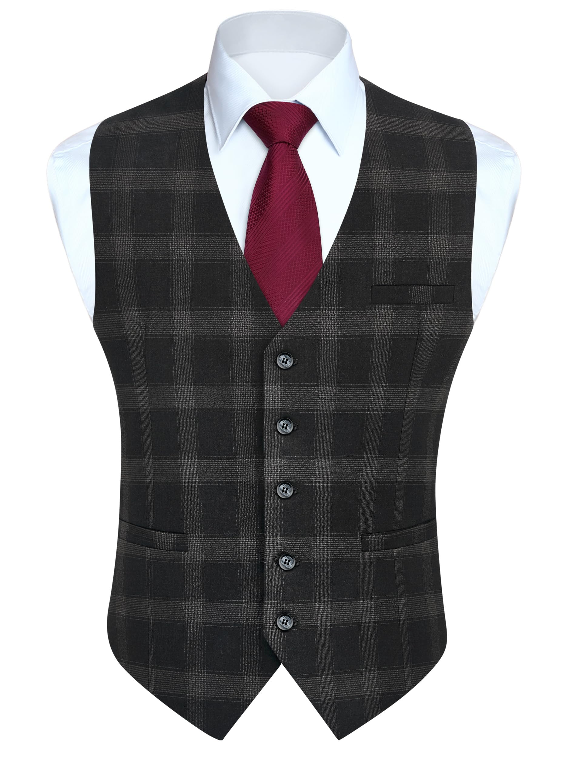 Men's Check Tartan Waistcoat - Dark Grey XS-image-1ef1a625-5085-42aa-8c34-4a238a49baf6-107829