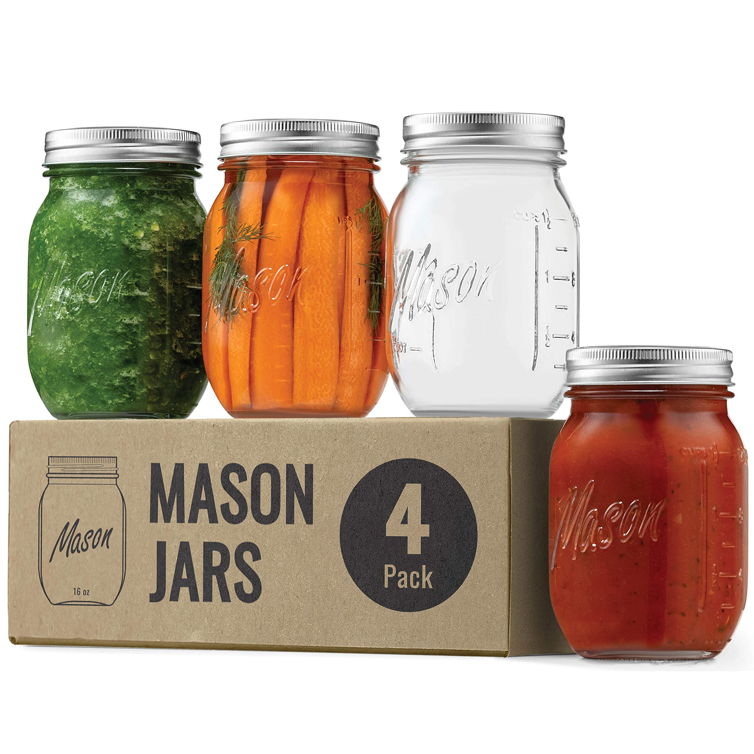 Premium Glass Mason Jars 474ml with Airtight Lids for Meal Prep, Food Storage, Canning, Overnight Oats (4 Pack)-image-ac93b402-d0d4-420d-8d70-339fbd4b839d-67977