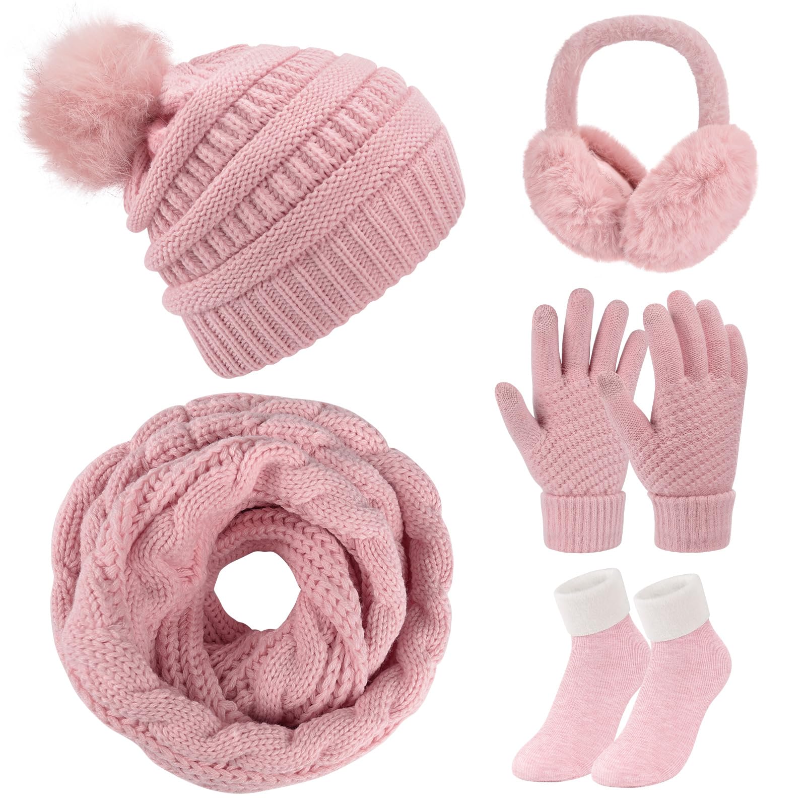 Women Winter Hat Scarf and Gloves Set, Ladies Xnova 5 Sports(Pink,One-image-c5a48a0f-3093-4535-acee-6ccad9886a28-58529