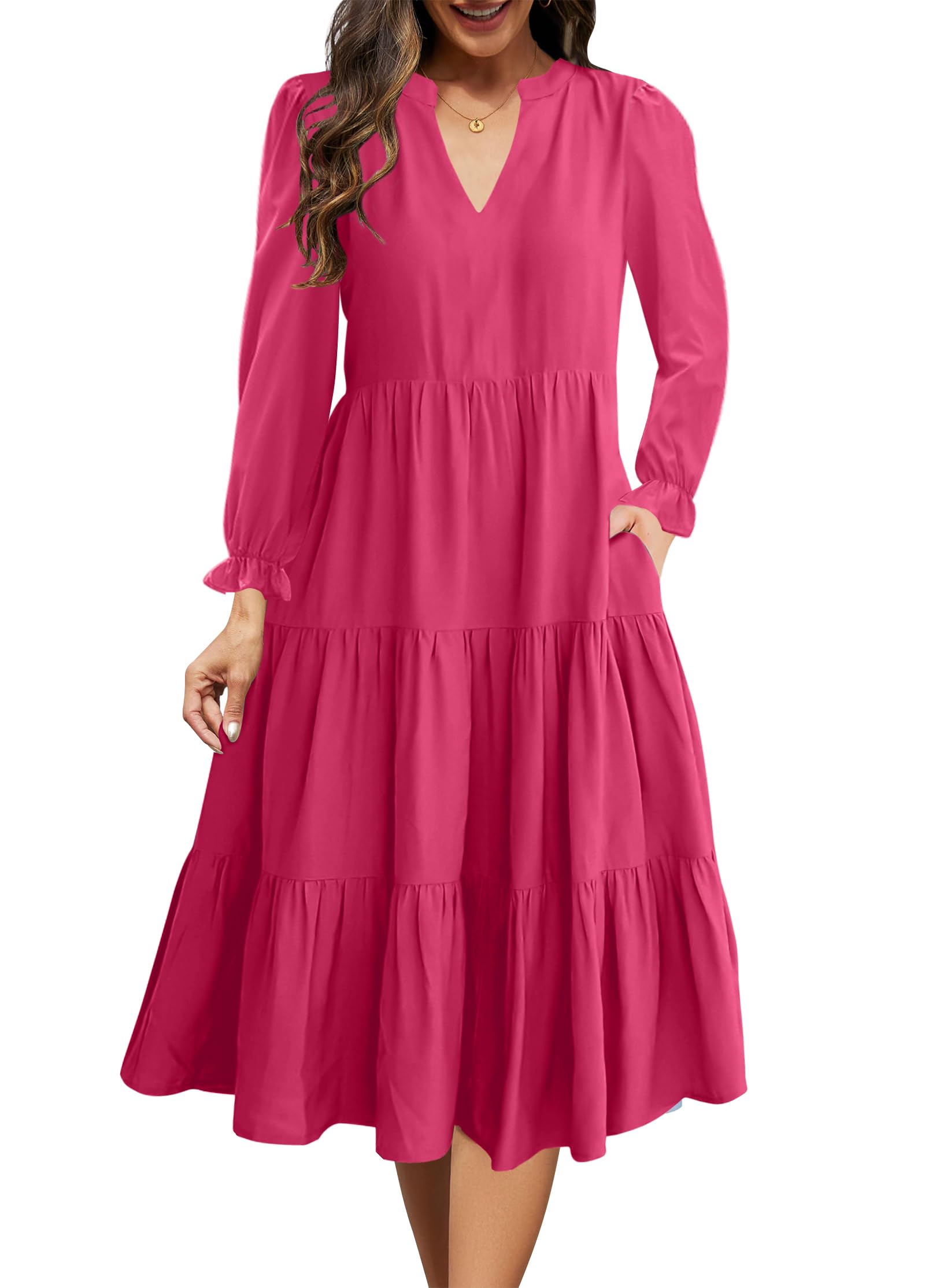 sachin and babi light blue dress Women'S Casual Dresses Lady V Neck Dress Elegant Autumn Solid Color Dress