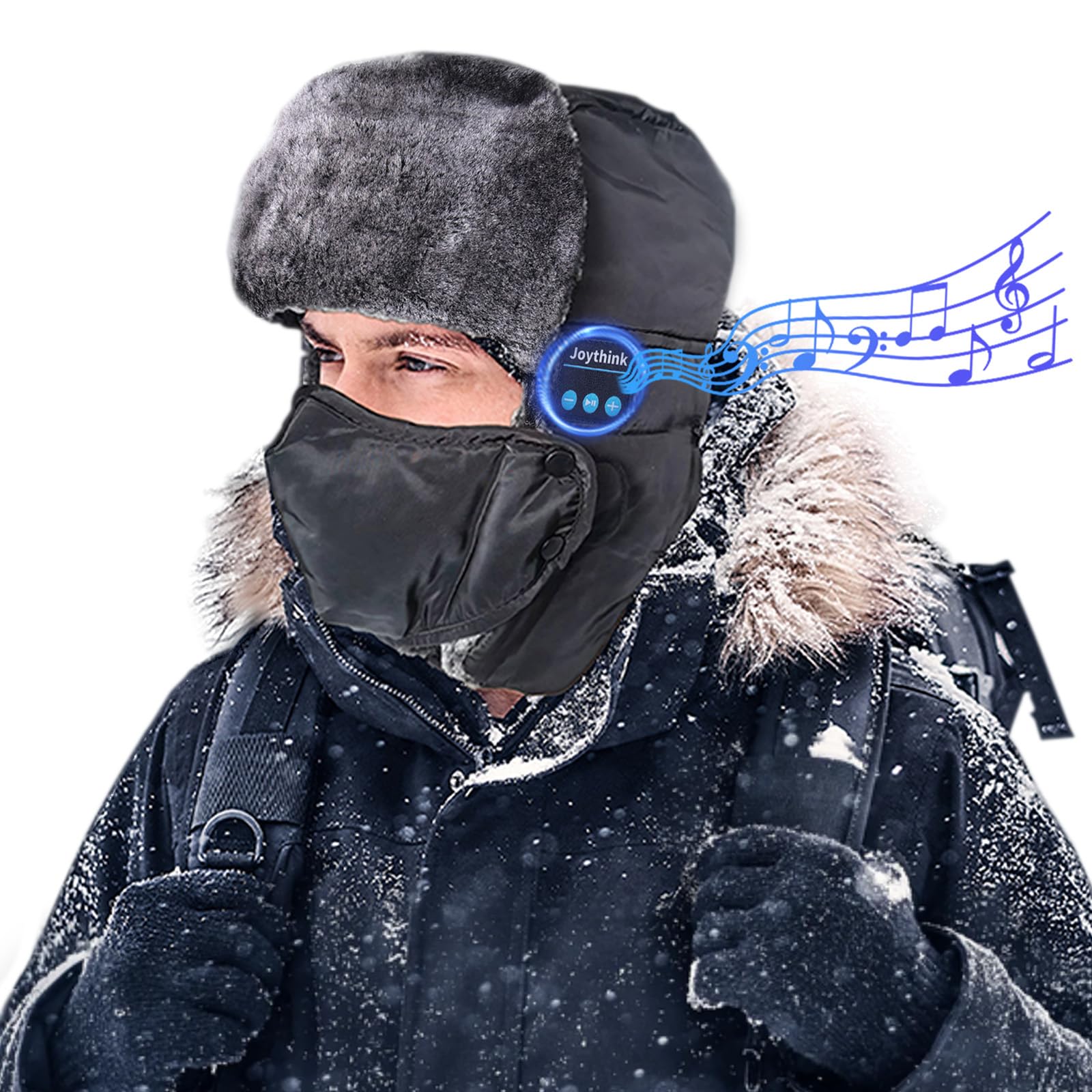Warm Black Trapper Hat with Bluetooth Headphones & Mask for Men - Windproof Winter Ski Cap-image-93693b3a-46cf-434d-a965-9b6dce761314-47027