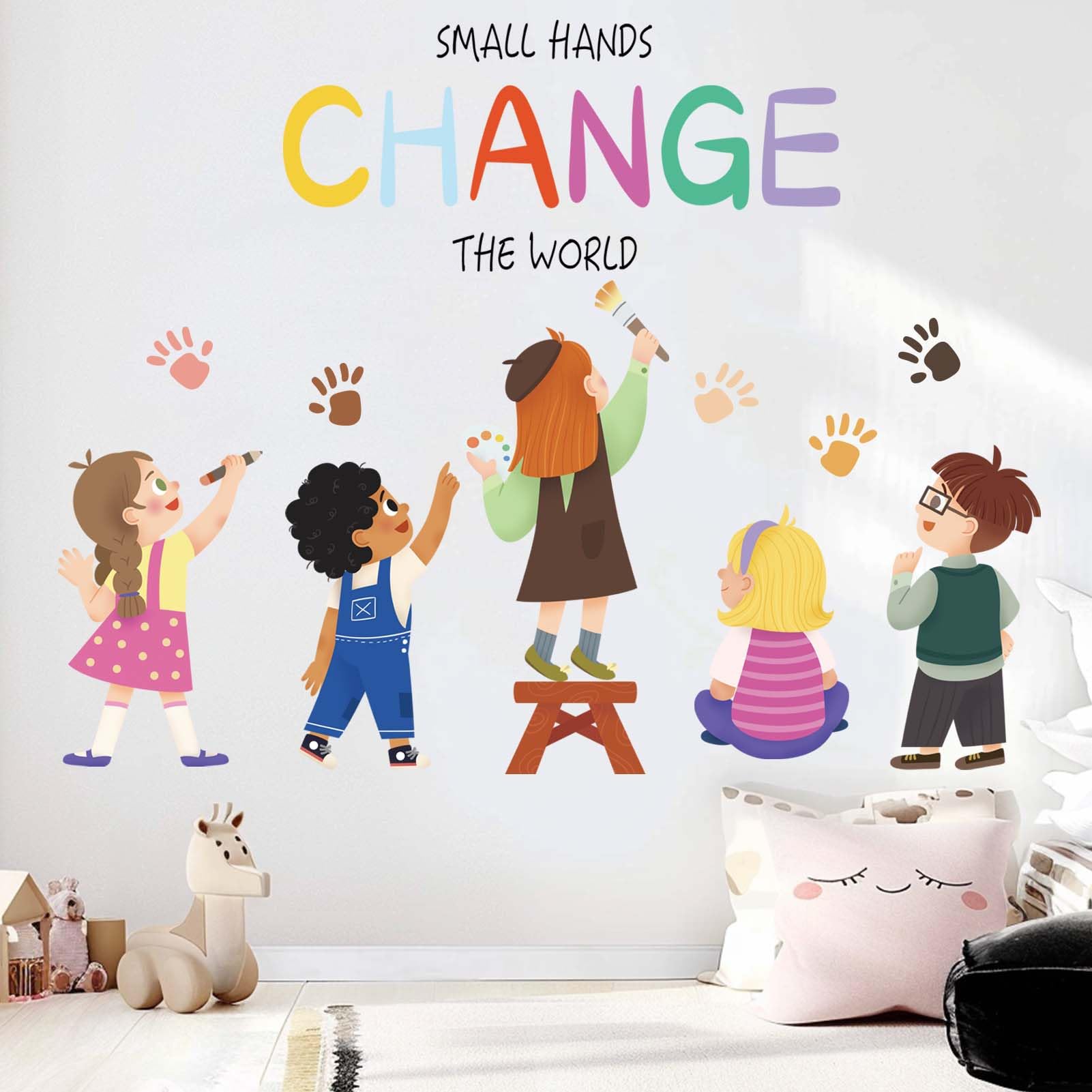 Inspirational Classroom Wall Stickers for Kids: Peel & Stick Quotes - Small Hands Change The World Decals, Ages 1-12-image-f8c26790-c7ea-4024-805c-1ed695486c95-62824