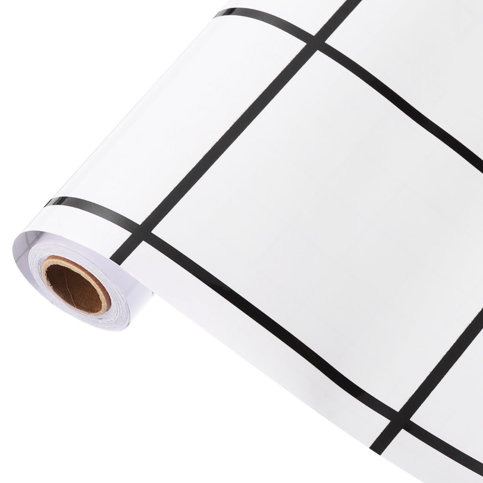 Glossy Checkered Self-Adhesive Wallpaper - White 23.6" x 197"-image-f5e9ebd2-247d-4e67-a25b-daa3f6a6c9fd-117564