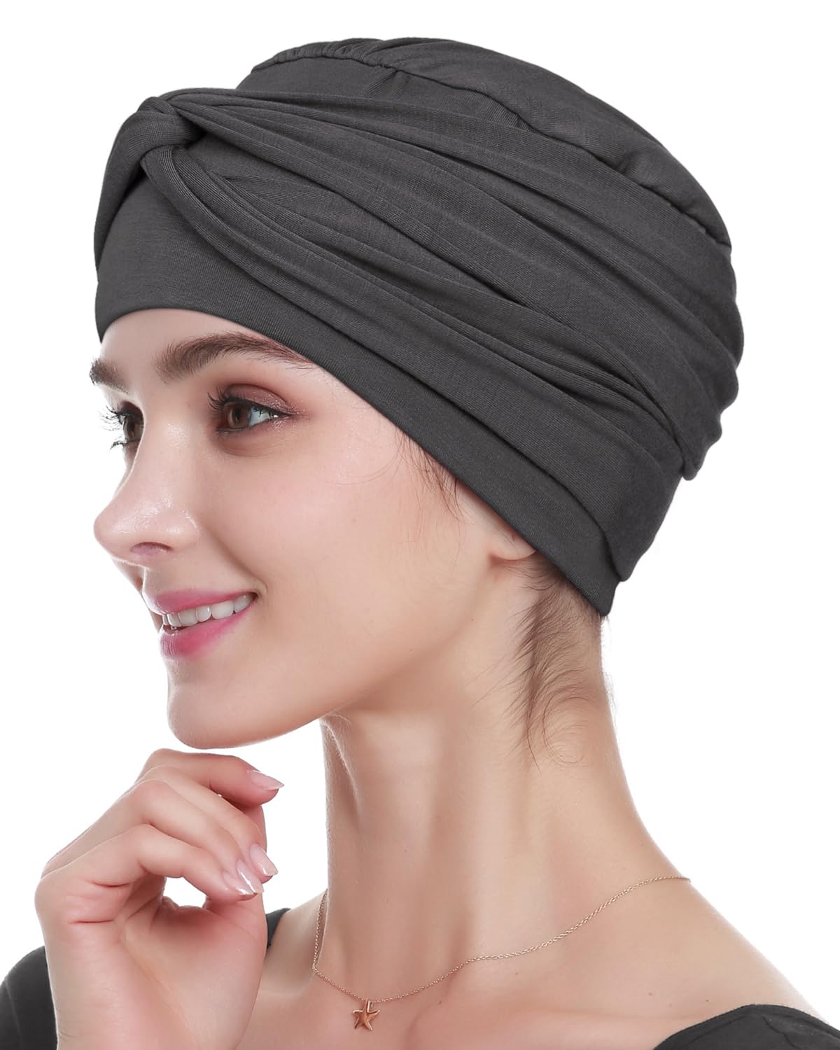 Pre-Tied Chemo Cap Bamboo Scarf - Dark Gray One Size-image-e5161952-0343-4b9b-bb02-b25334b2866a-111372