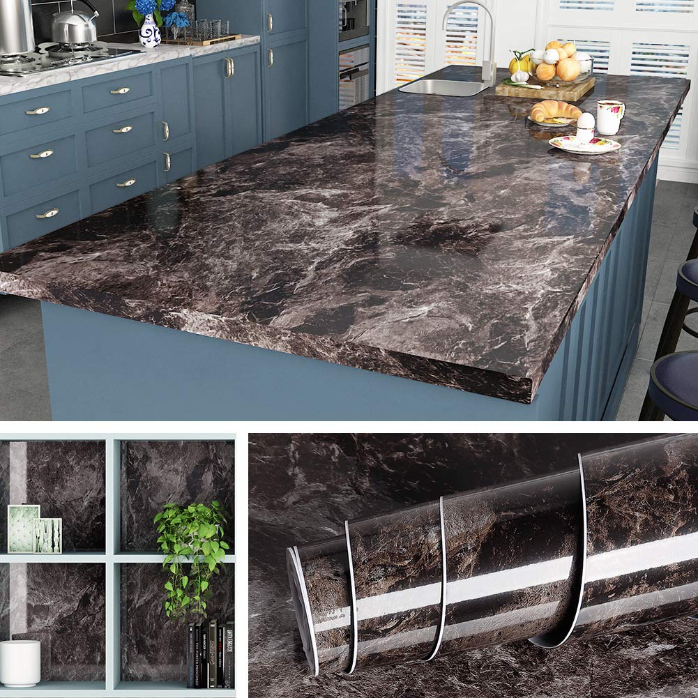 Peel and Stick Marble Contact Paper - Marble Black 60x500cm-image-5cf903b9-be4d-4bb3-b1c6-ea5035e616a1-96004