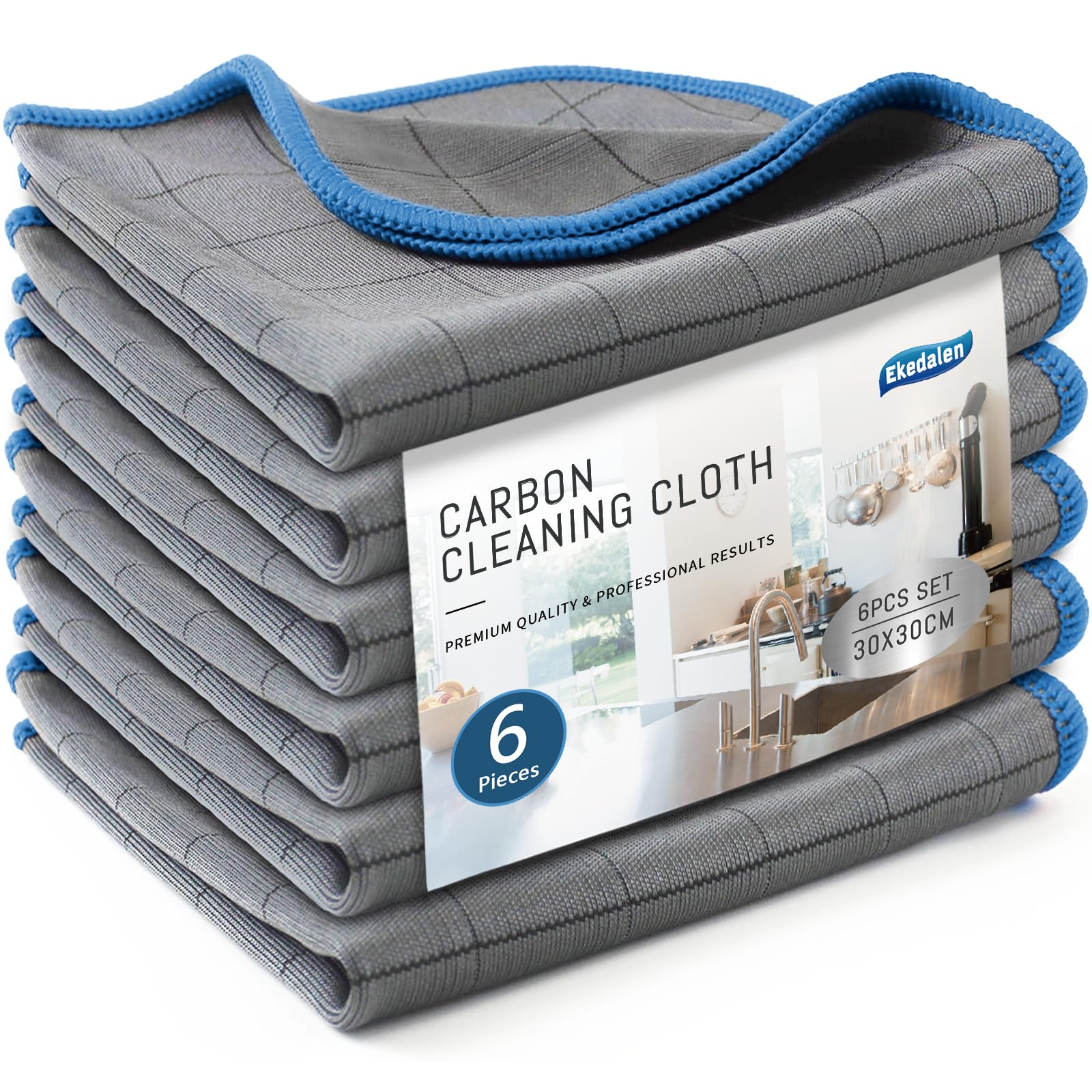 Streak-Free Carbon Fibre Glass & Window Cleaning Cloths, 400 GSM Microfibre, 6 Pack-image-d09e399a-ddeb-4e48-9a0d-87f94aa4378b-68316
