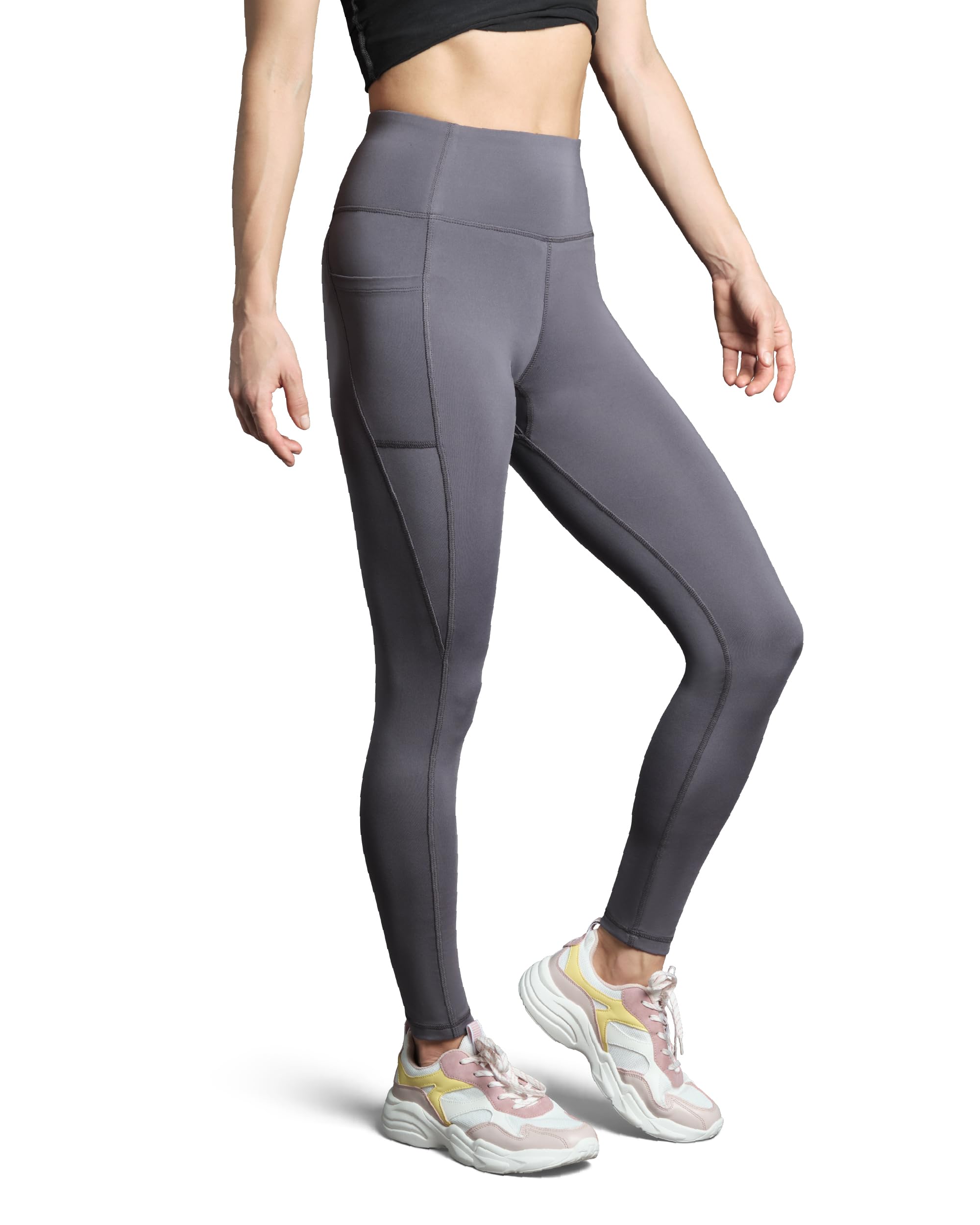 Women's Workout Leggings with Pockets - Grey XL-image-a3673a73-ed5b-462e-9c0c-4ea8a33b643f-94787