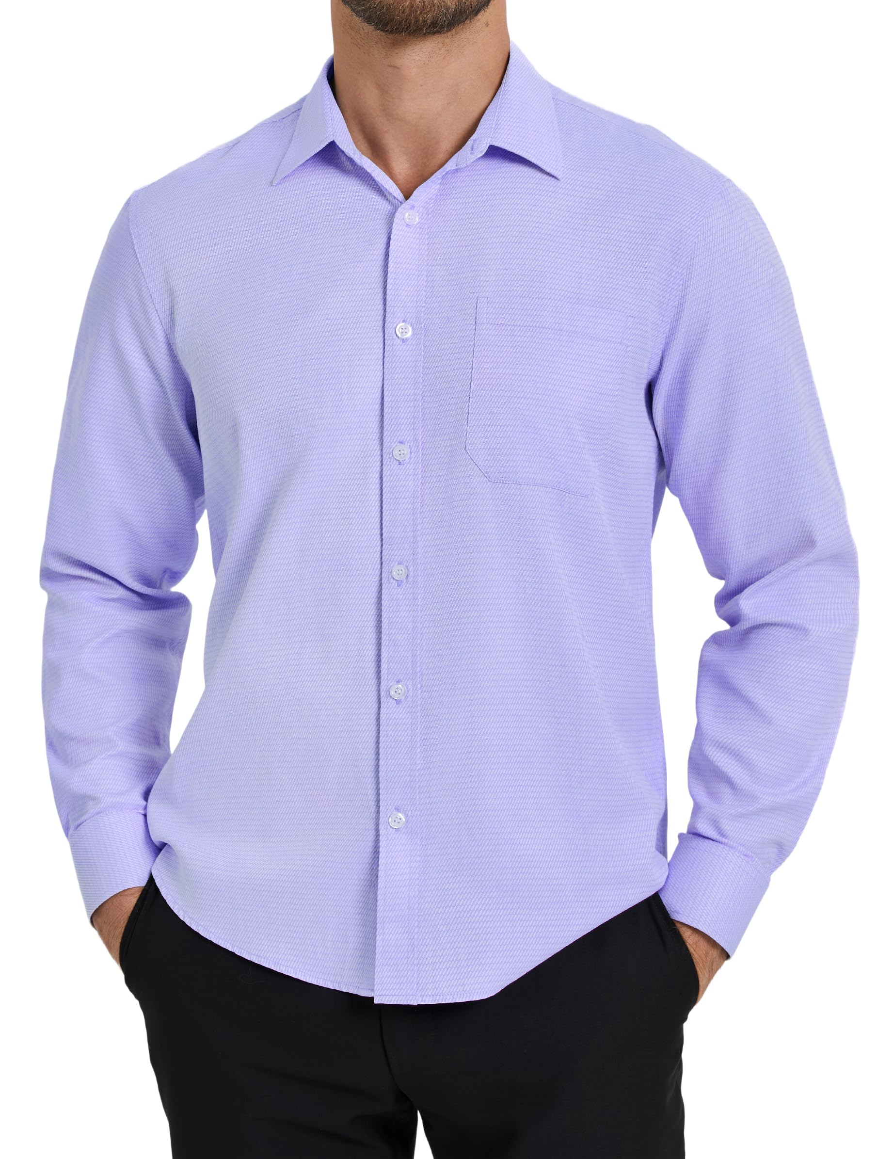 Men's Long Sleeve Dress Shirt Regular Fit - Pale Purple S-image-d634b099-c810-49ef-a94e-24286acfe0cf-101774