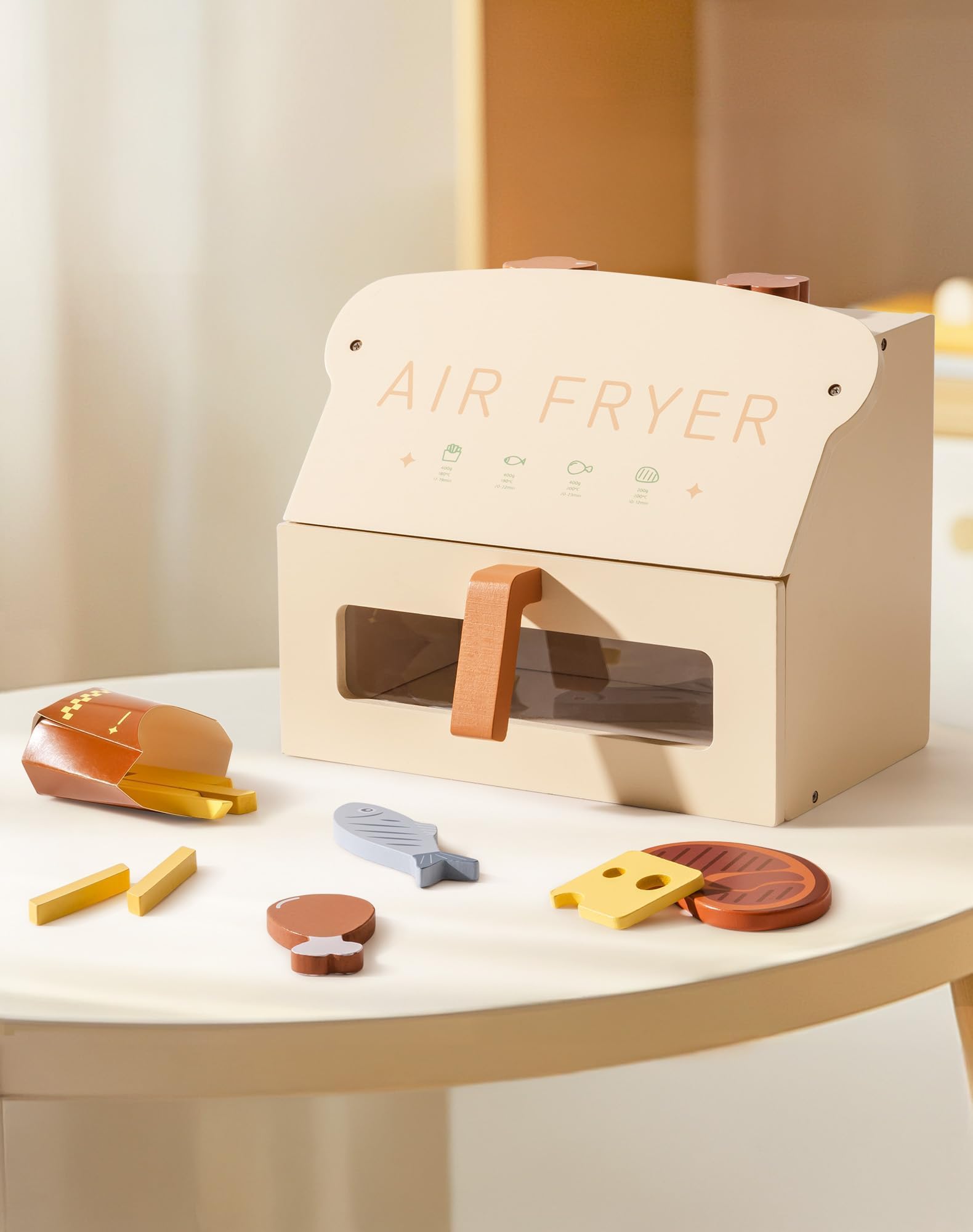 Wooden Play Kitchen Air Fryer Toy - Cream-image-757be0a2-223a-4f7f-8a4f-5571244f4dea-84598