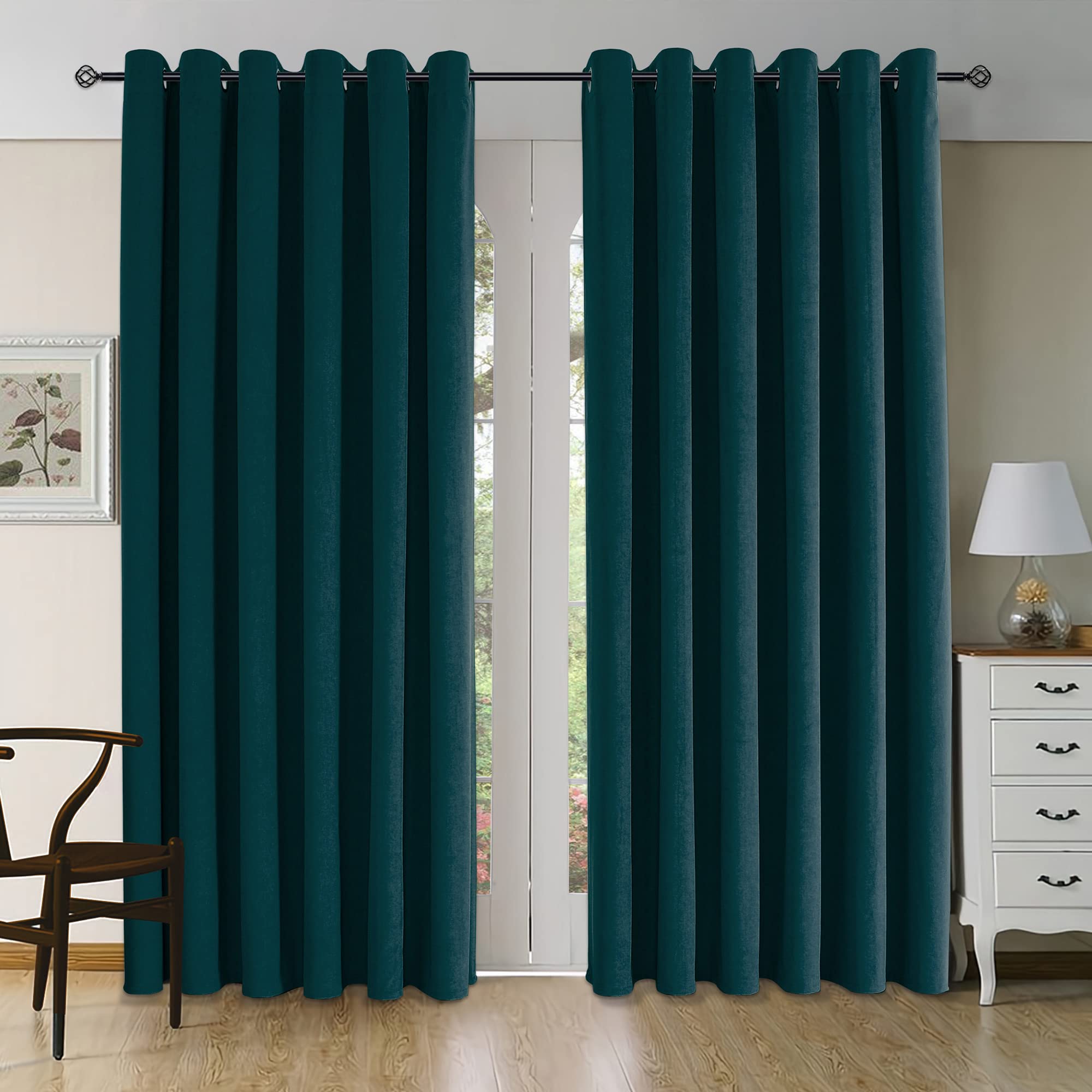 Velvet Eyelet Curtains - Teal W90 x L90-image-69666a1b-4385-4a1a-be85-492b03574082-93534