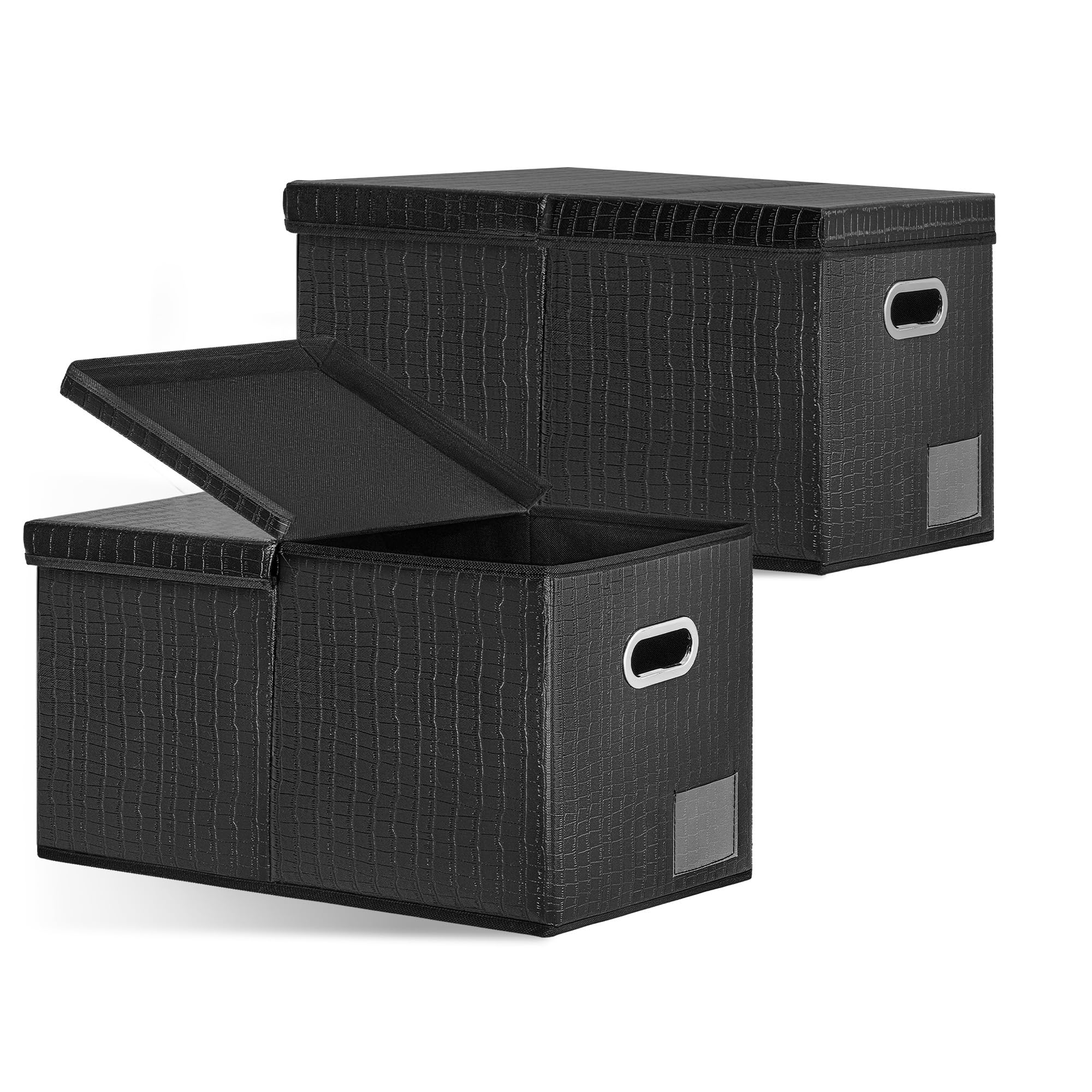 Fabric Storage Boxes with Lids - Black Pack of 2-image-f4c9b0fb-da98-4f2a-8f35-f92eeb52e8bc-90925