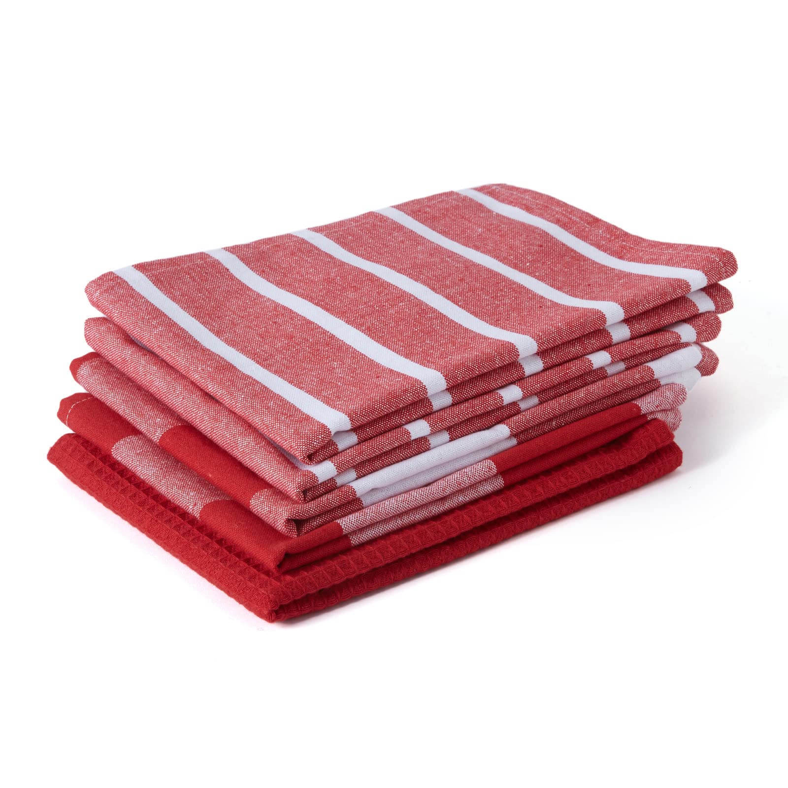 Kitchen Dish Towels Cotton Set of 5 - Red 70x45 cm