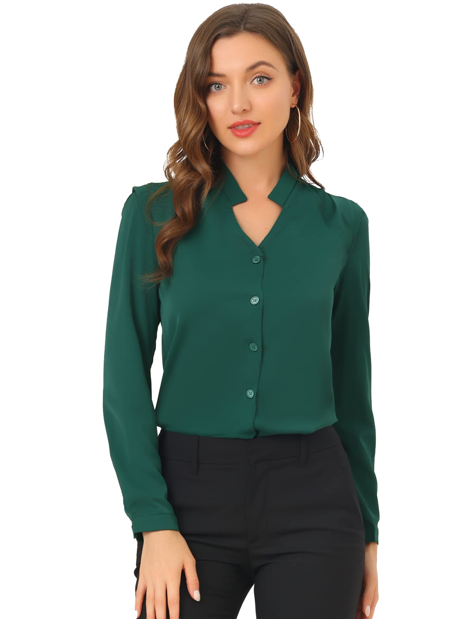 Women's Chiffon Blouse V Neck - Green 16-image-3bdbef45-fae6-4de8-87d0-6f8822f9f2c5-114857