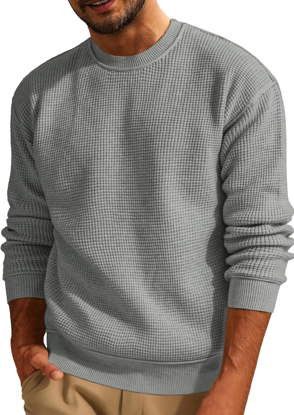 Men's Knitted Jumper - Light Grey XL-image-76d1095c-a03e-488a-954e-8d8b2a80d426-111877