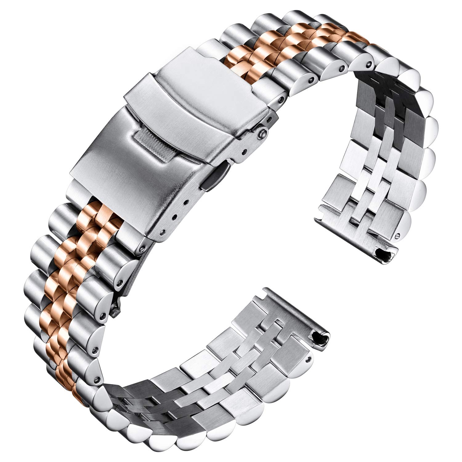 Stainless Steel Watch Band - Silver + Rose Gold 18mm-image-33e24a26-d1f4-4f94-bcd5-ae26653bfd85-106514