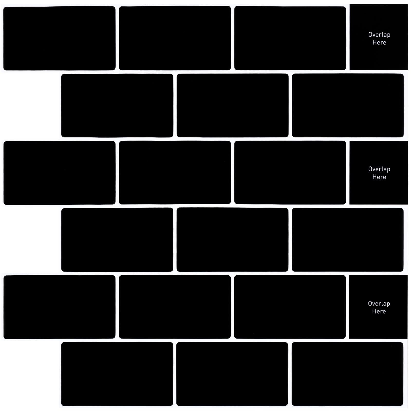 Hode 3D Black Vinyl Peel and Stick Wall Tile Stickers for Kitchen & Bathroom - 10 Sheets 30.5x30.5cm-image-a40149ca-4ffa-4aa7-a668-acf686f535f8-55789