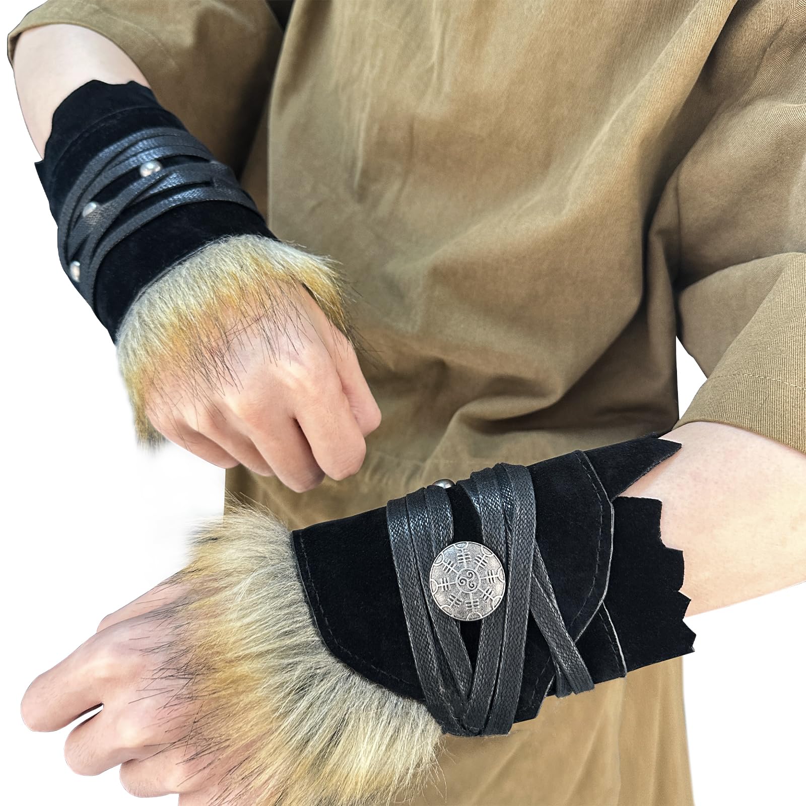 Medieval Suede Arm Wraps - Black A One Size-image-0fd8d85b-d866-4a21-86d1-856b36f0bc88-123498