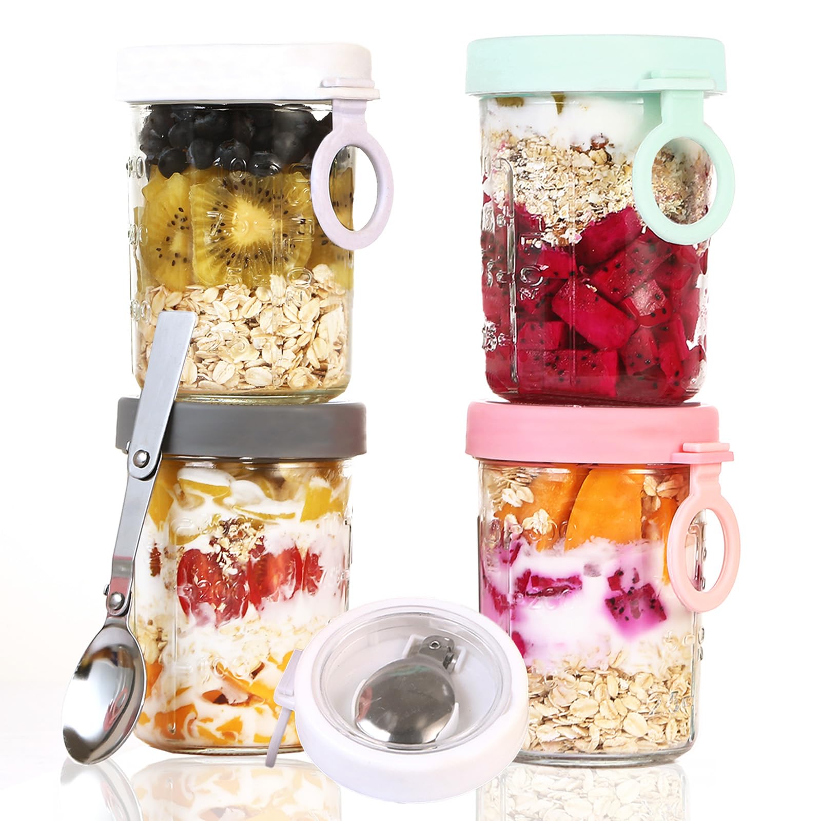 Glass Jars with Lids & Spoon - 350ml Set of 4-image-a76b2e76-49ab-4733-bbbb-09d9d0672ab1-89685