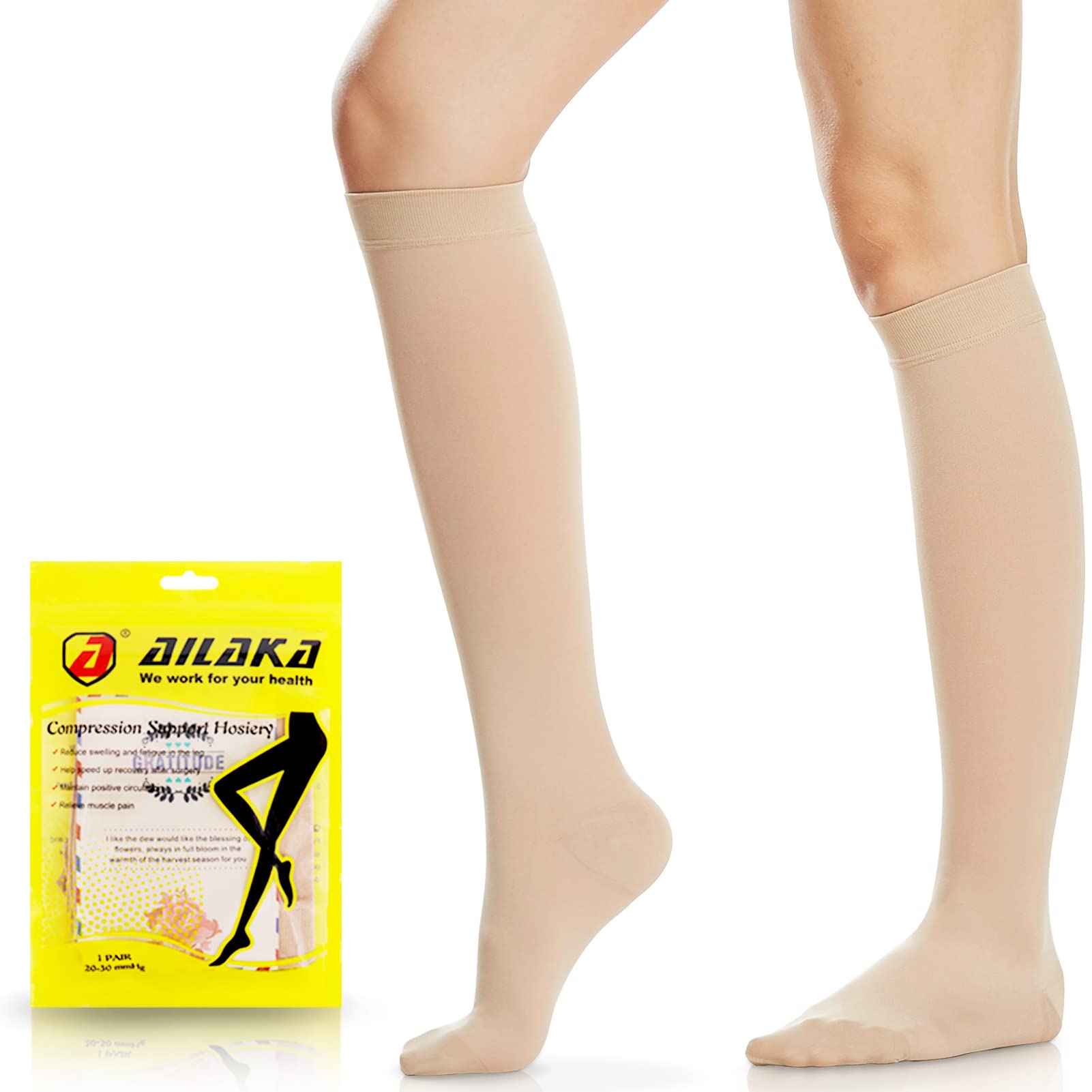 Ailaka 20-30 mmHg Compression Socks for Varicose Veins & Travel - Unisex Knee High Support-image-c7fa5d88-3042-48bc-9774-8fb643236bef-57998