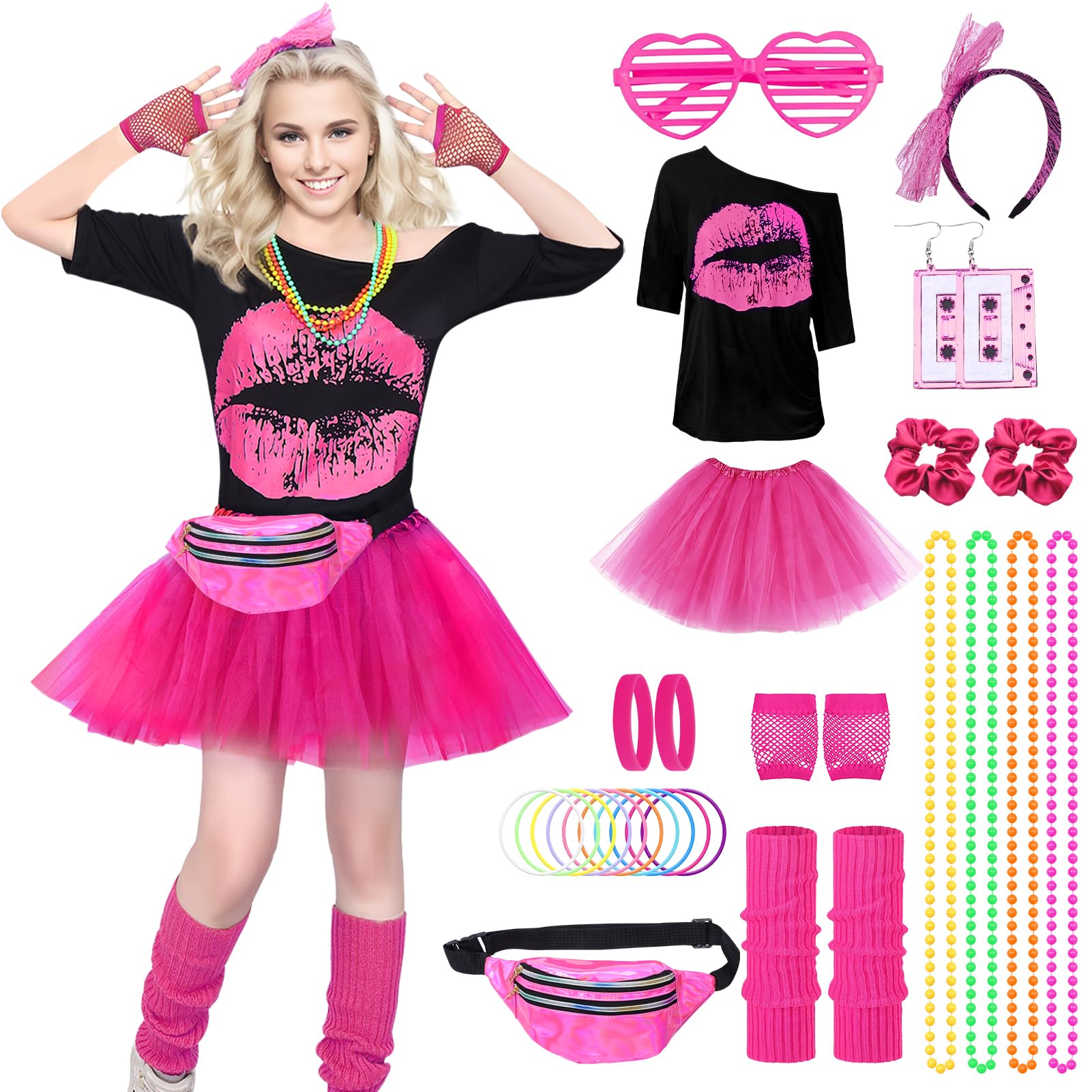 80s Fancy Dress Costume Set - Pink L-image-7ec3ee20-7d5c-4fca-b75f-6814053da699-91462
