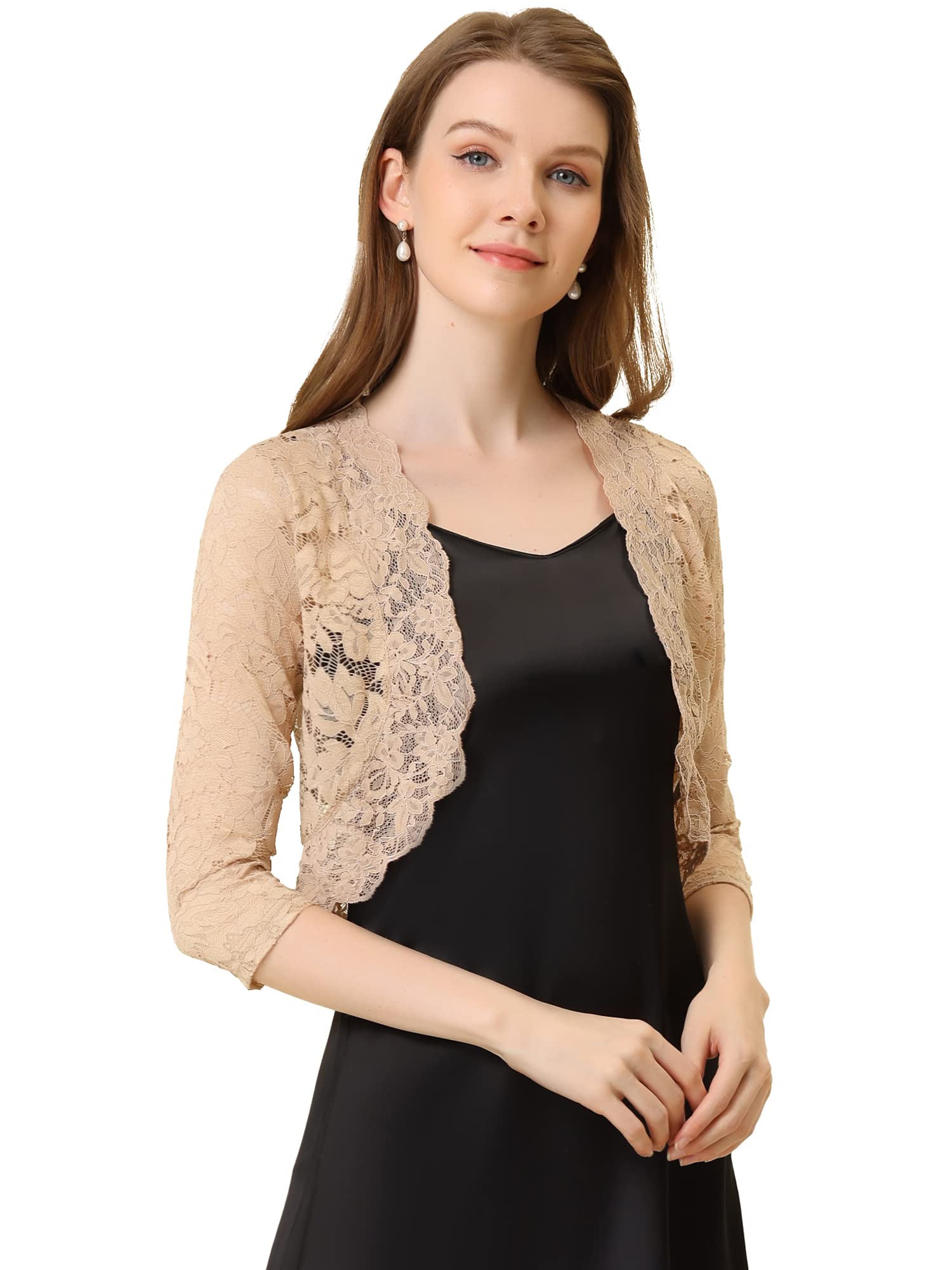 Lace Sheer Shrug 3/4 Sleeve Bolero - Khaki 16-image-8f5f3f80-372c-440c-9b23-5b99152e8593-115533